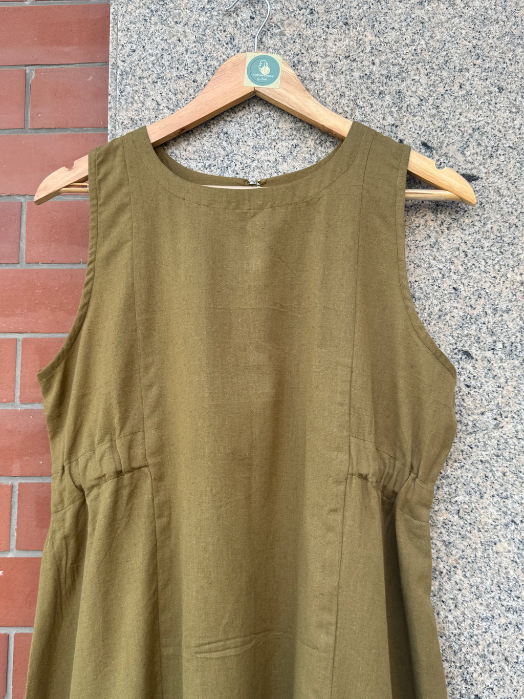 OLIVE LINEN DRESS HANDMADEAHOLIC BY MISHKA