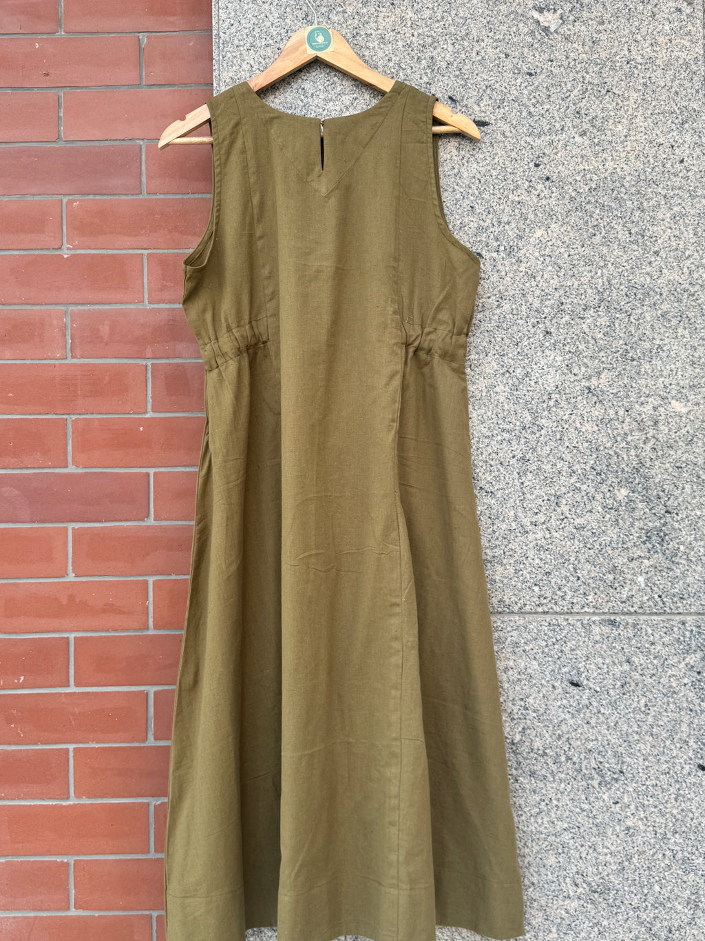 OLIVE LINEN DRESS HANDMADEAHOLIC BY MISHKA
