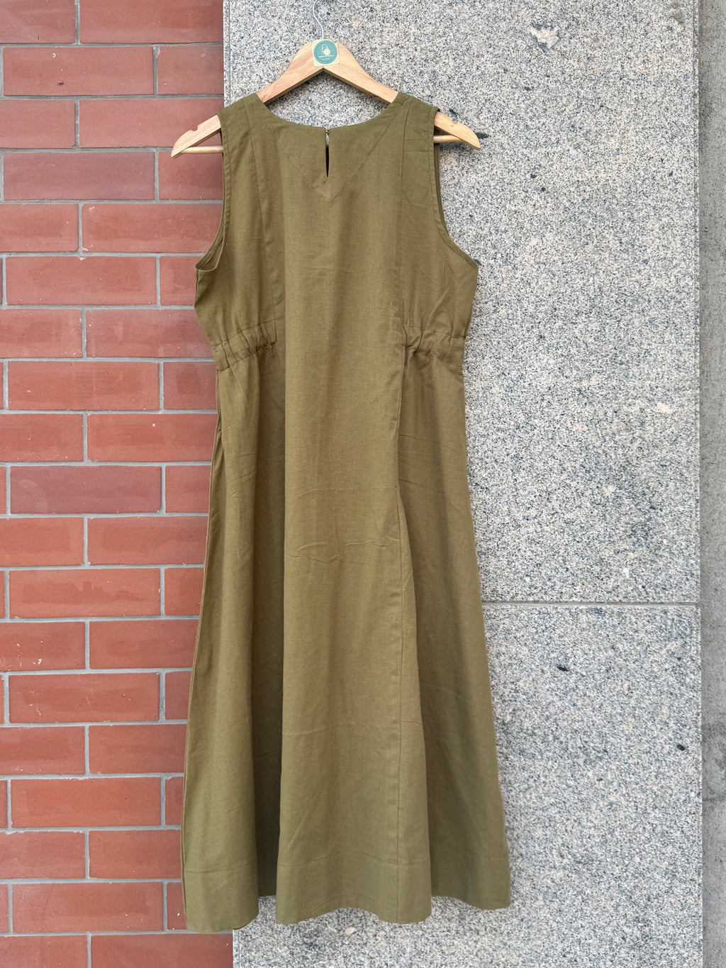 OLIVE LINEN DRESS HANDMADEAHOLIC BY MISHKA