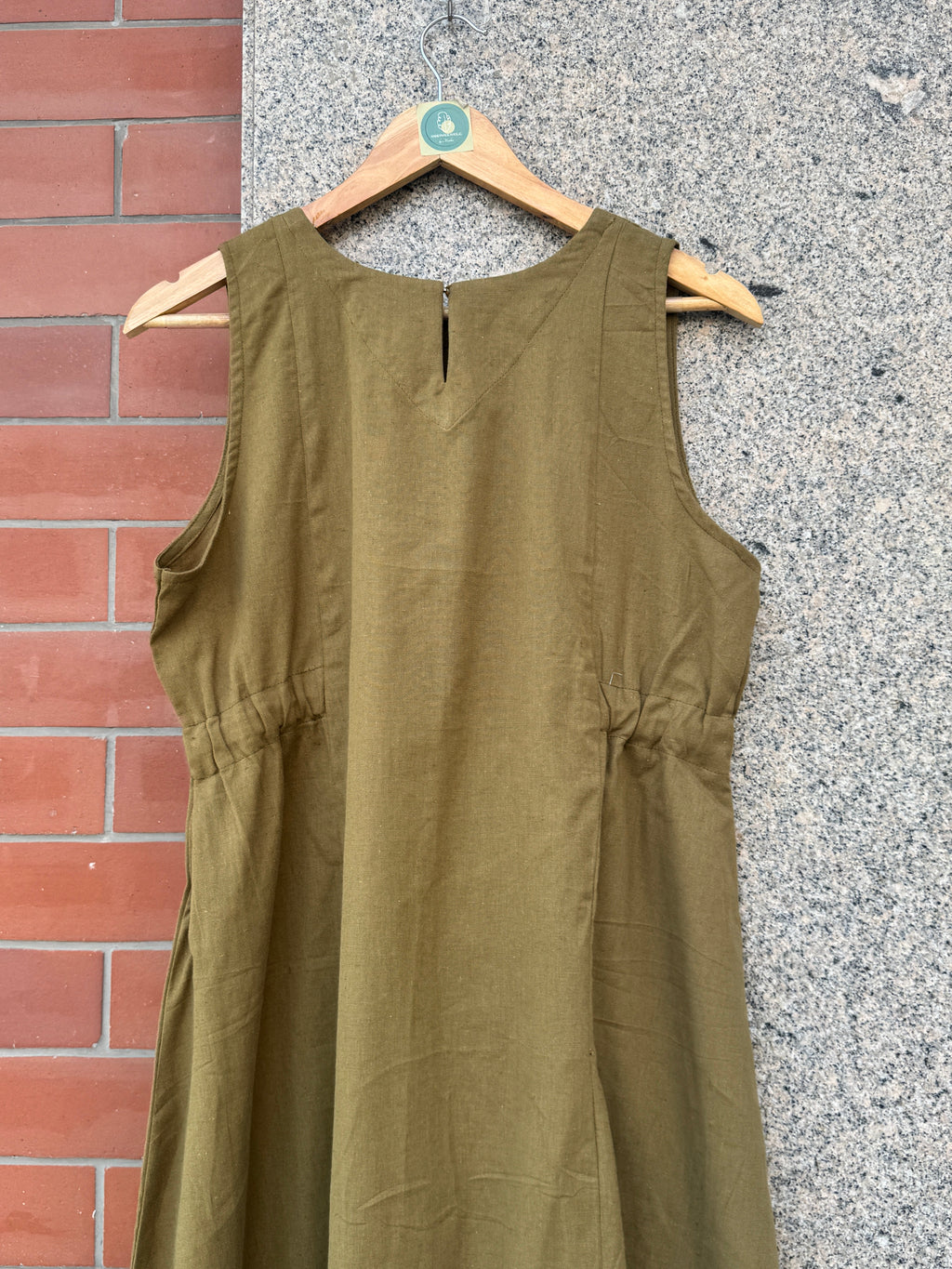 OLIVE LINEN DRESS HANDMADEAHOLIC BY MISHKA