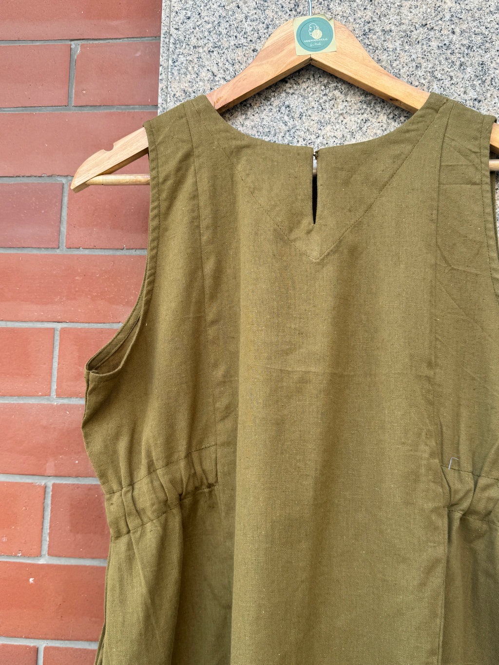 OLIVE LINEN DRESS HANDMADEAHOLIC BY MISHKA