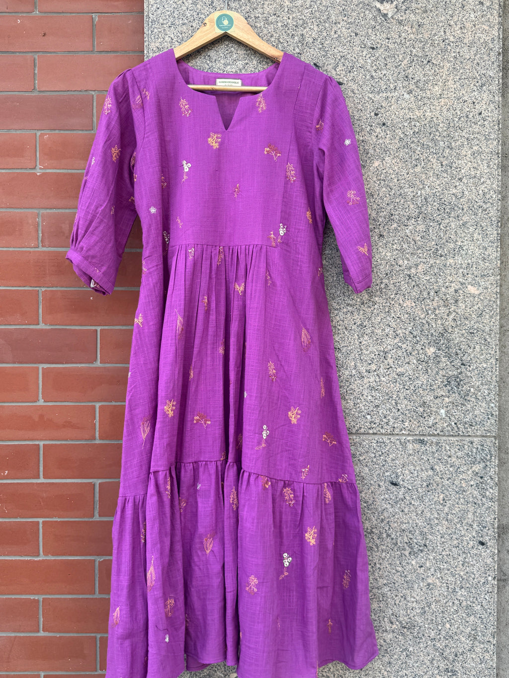 PURPLE EMBROIDERY LINEN DRESS HANDMADEAHOLIC BY MISHKA