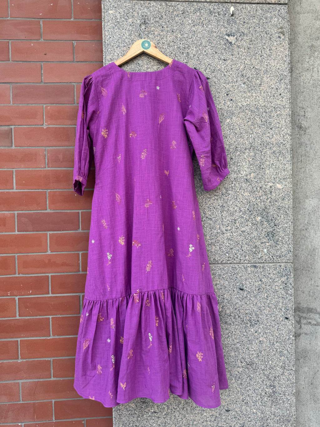 PURPLE EMBROIDERY LINEN DRESS HANDMADEAHOLIC BY MISHKA