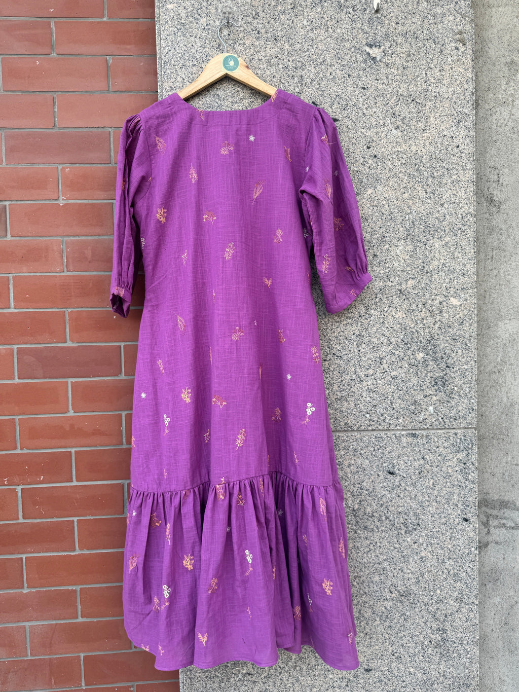 PURPLE EMBROIDERY LINEN DRESS HANDMADEAHOLIC BY MISHKA