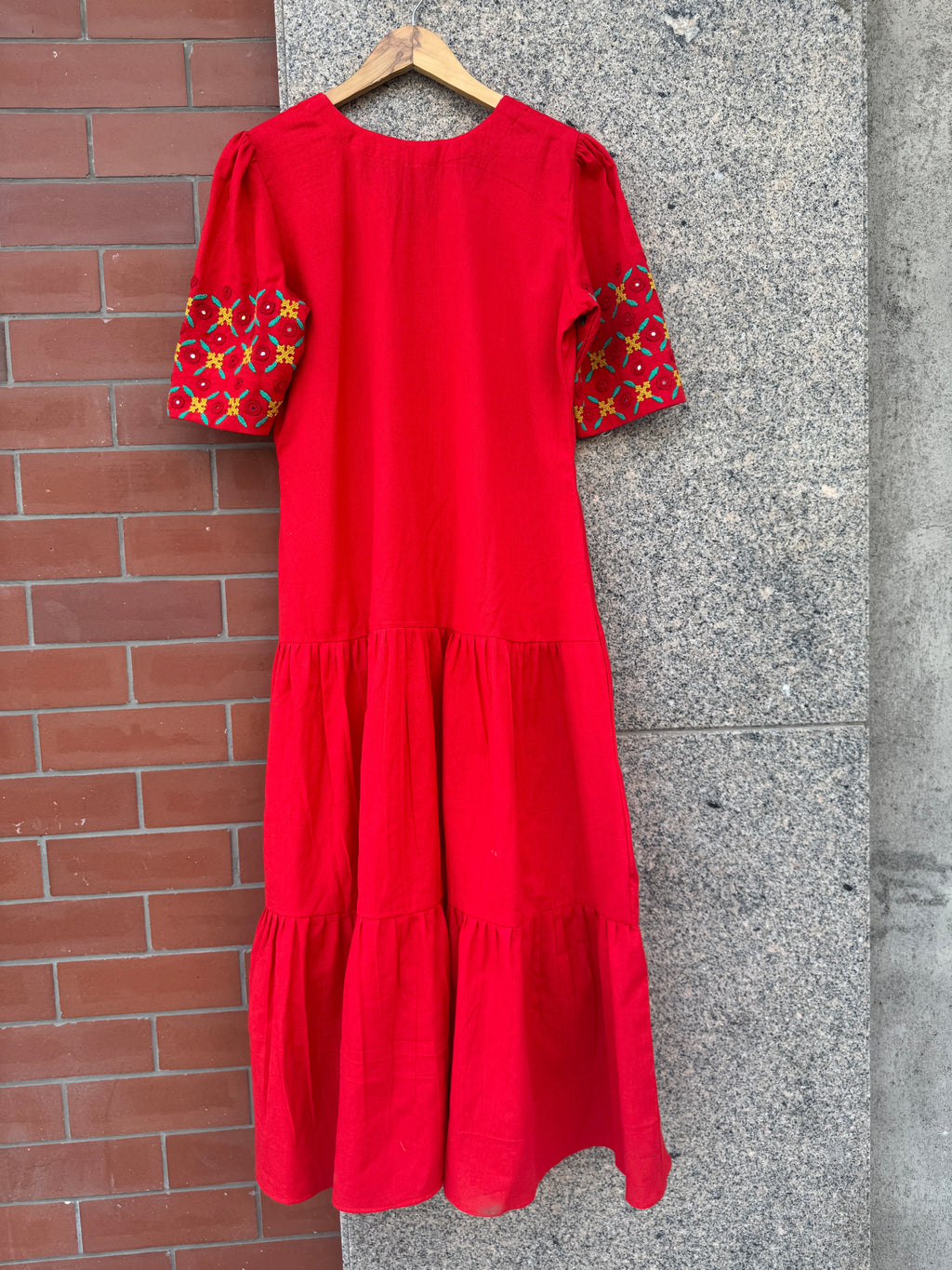 RED HATH BHARAT LINEN DRESS HANDMADEAHOLIC BY MISHKA