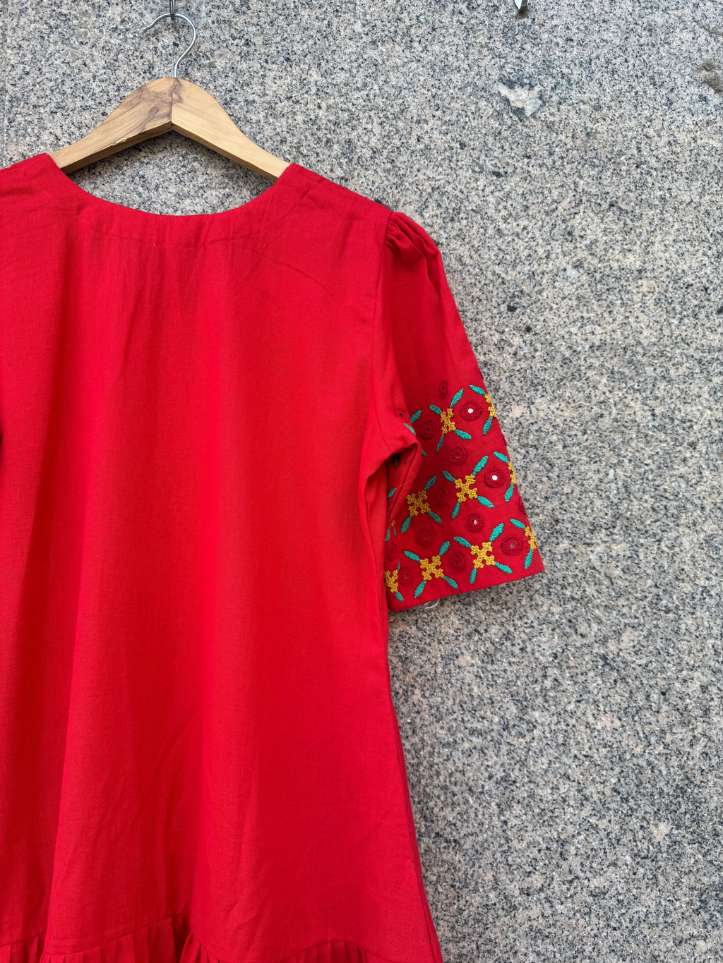 RED HATH BHARAT LINEN DRESS HANDMADEAHOLIC BY MISHKA