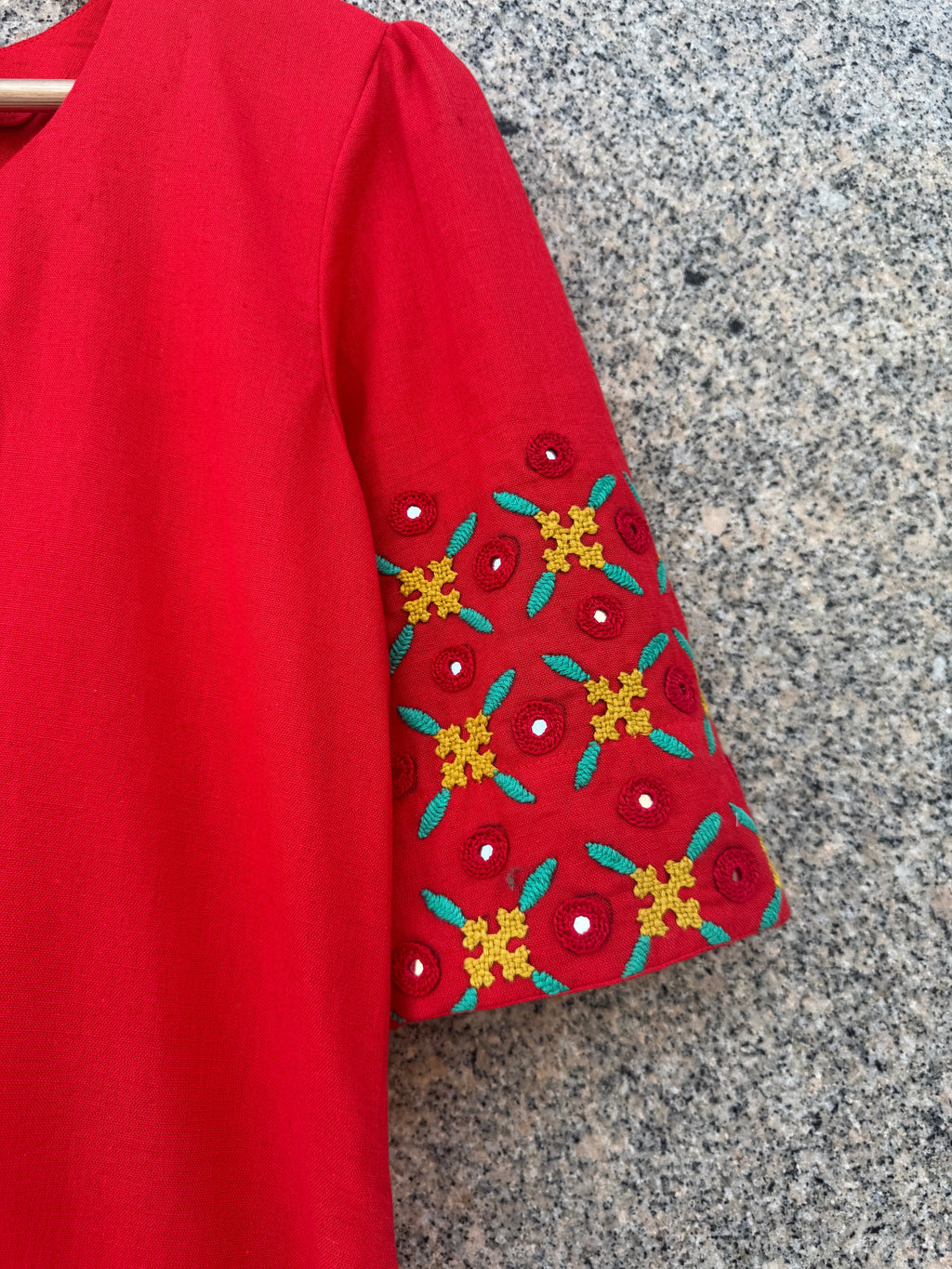 RED HATH BHARAT LINEN DRESS HANDMADEAHOLIC BY MISHKA