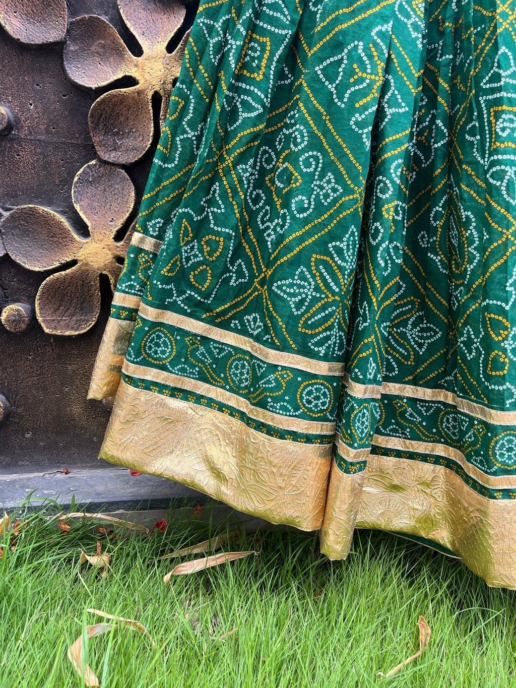 GREEN BANDHANI SKIRT HANDMADEAHOLIC BY MISHKA