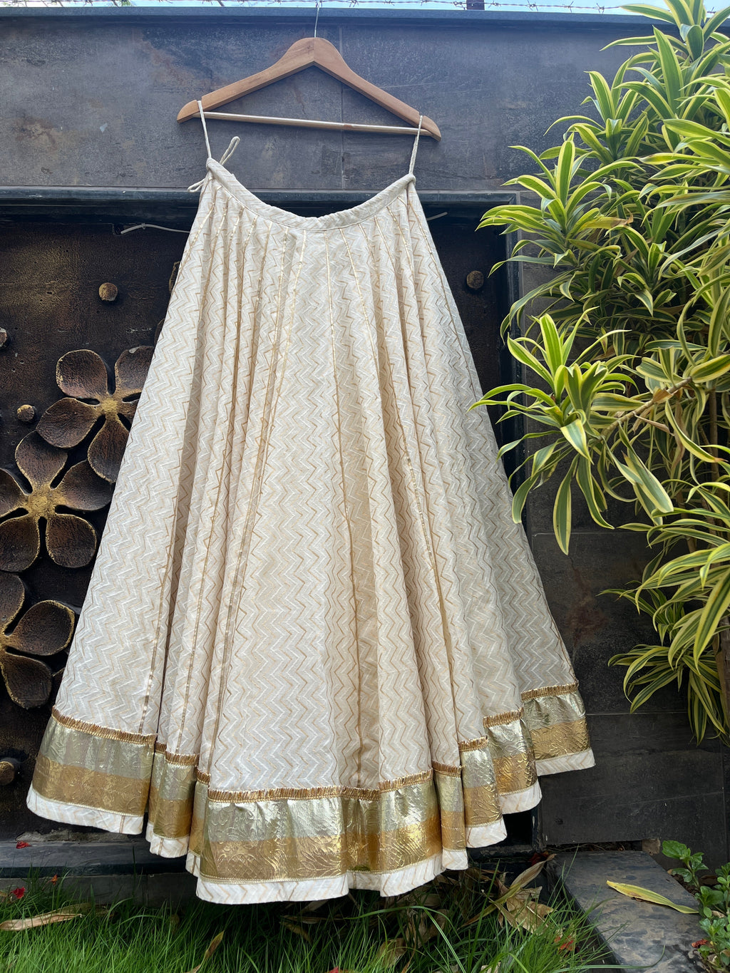 OFF WHITE AND MAROON CHANIYA CHOLI HANDMADEAHOLIC BY MISHKA