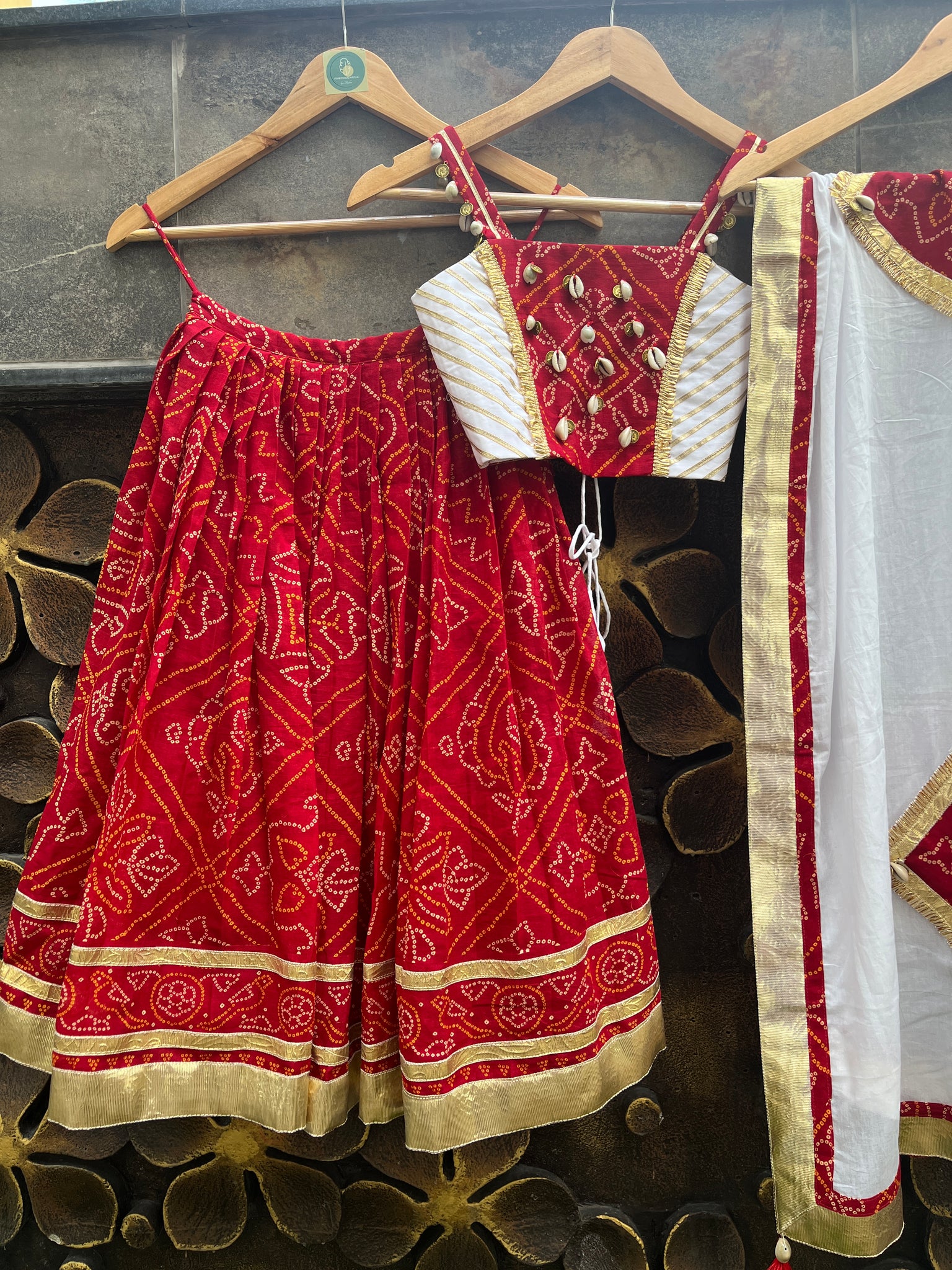 RED BANDHANI KIDS CHOLI HANDMADEAHOLIC BY MISHKA