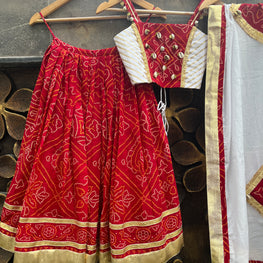 RED BANDHANI KIDS CHOLI HANDMADEAHOLIC BY MISHKA