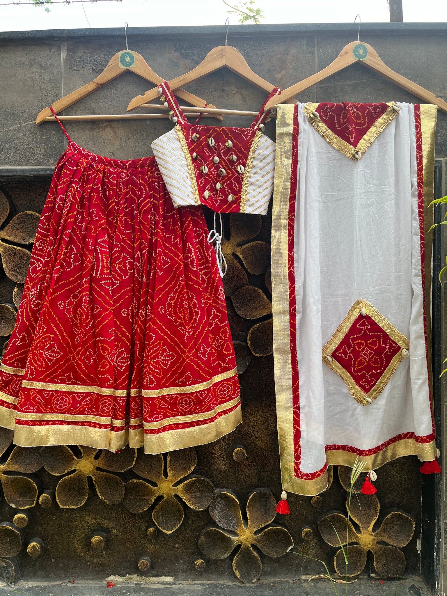 RED BANDHANI KIDS CHOLI HANDMADEAHOLIC BY MISHKA