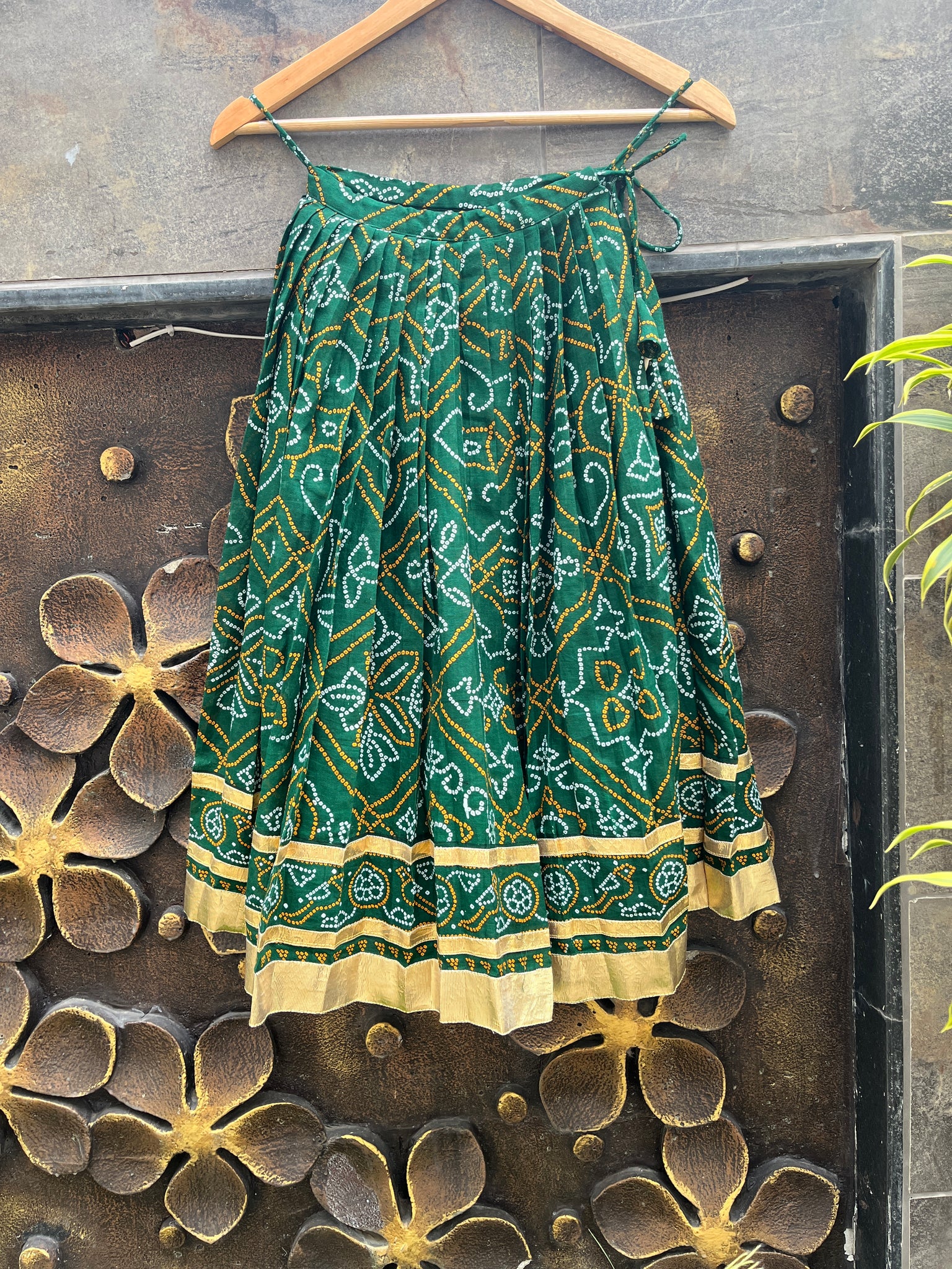 GREEN BANDHANI KIDS SKIRT HANDMADEAHOLIC BY MISHKA