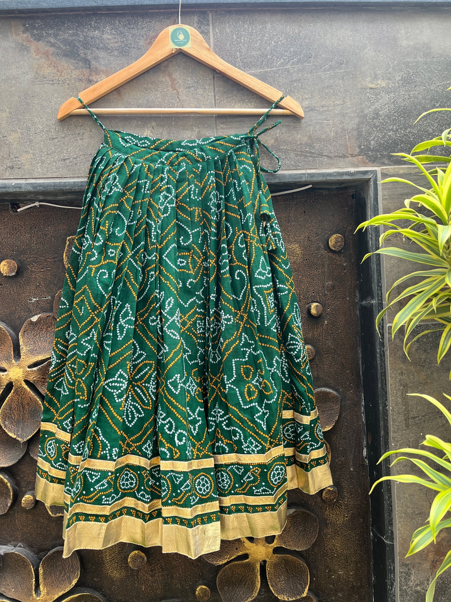 GREEN BANDHANI KIDS SKIRT HANDMADEAHOLIC BY MISHKA