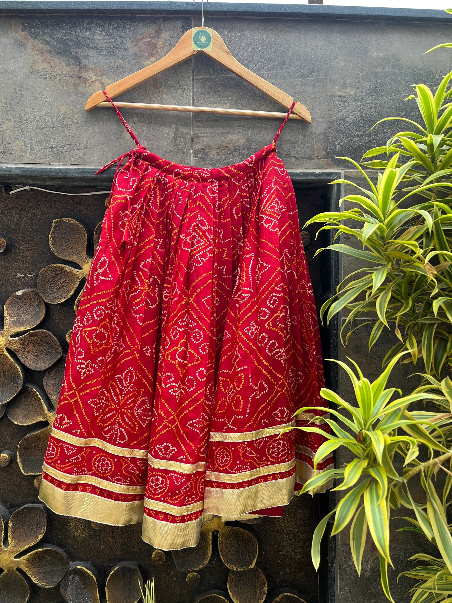 RED BANDHANI KIDS SKIRT HANDMADEAHOLIC BY MISHKA