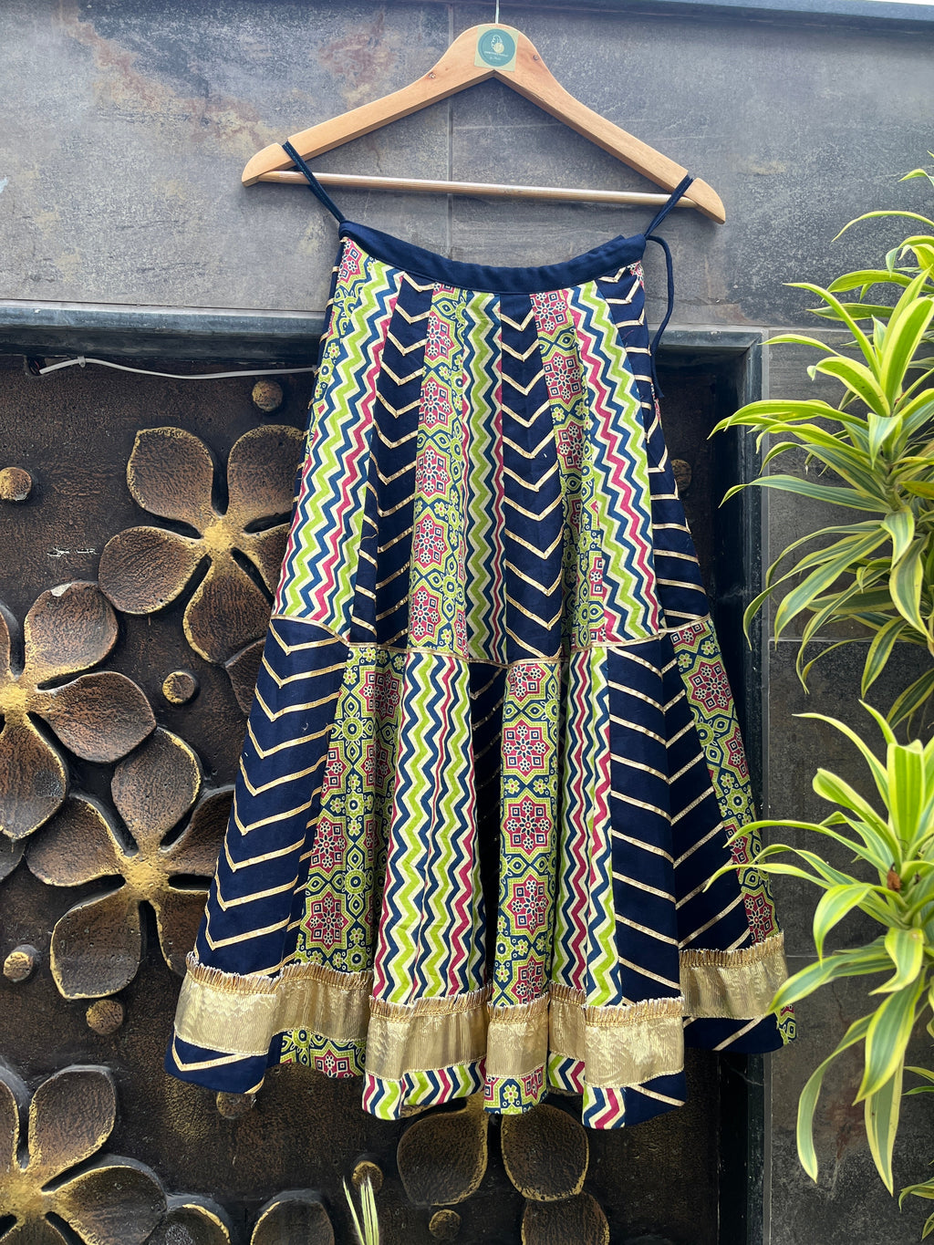 BLUE AND GREEN LAHERIYA KIDS CHOLI HANDMADEAHOLIC BY MISHKA