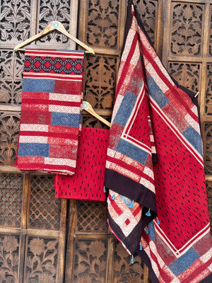Handblocked Ajrakh Taj Cotton Full Sets