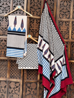 Handblocked Ajrakh Taj Cotton Full Sets