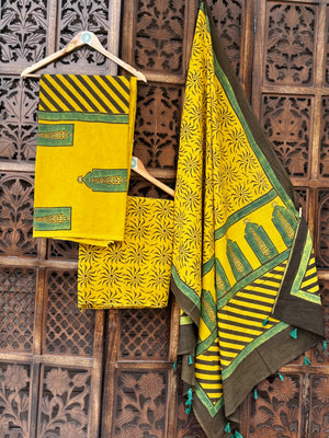 Handblocked Ajrakh Taj Cotton Full Sets