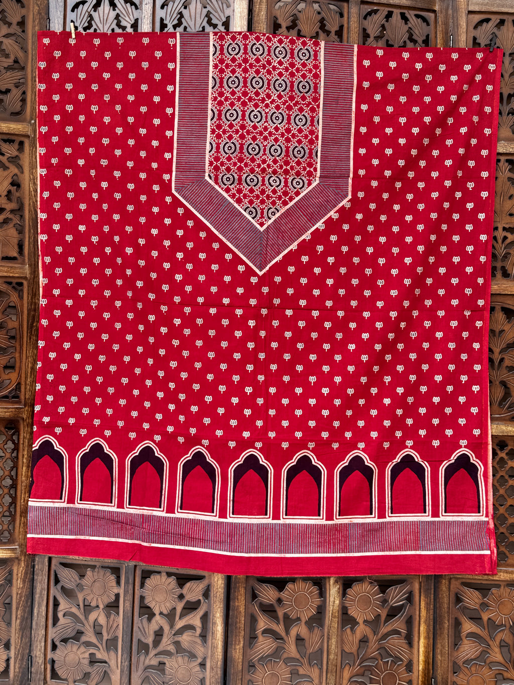 Handblocked Ajrakh Taj Cotton Full Sets