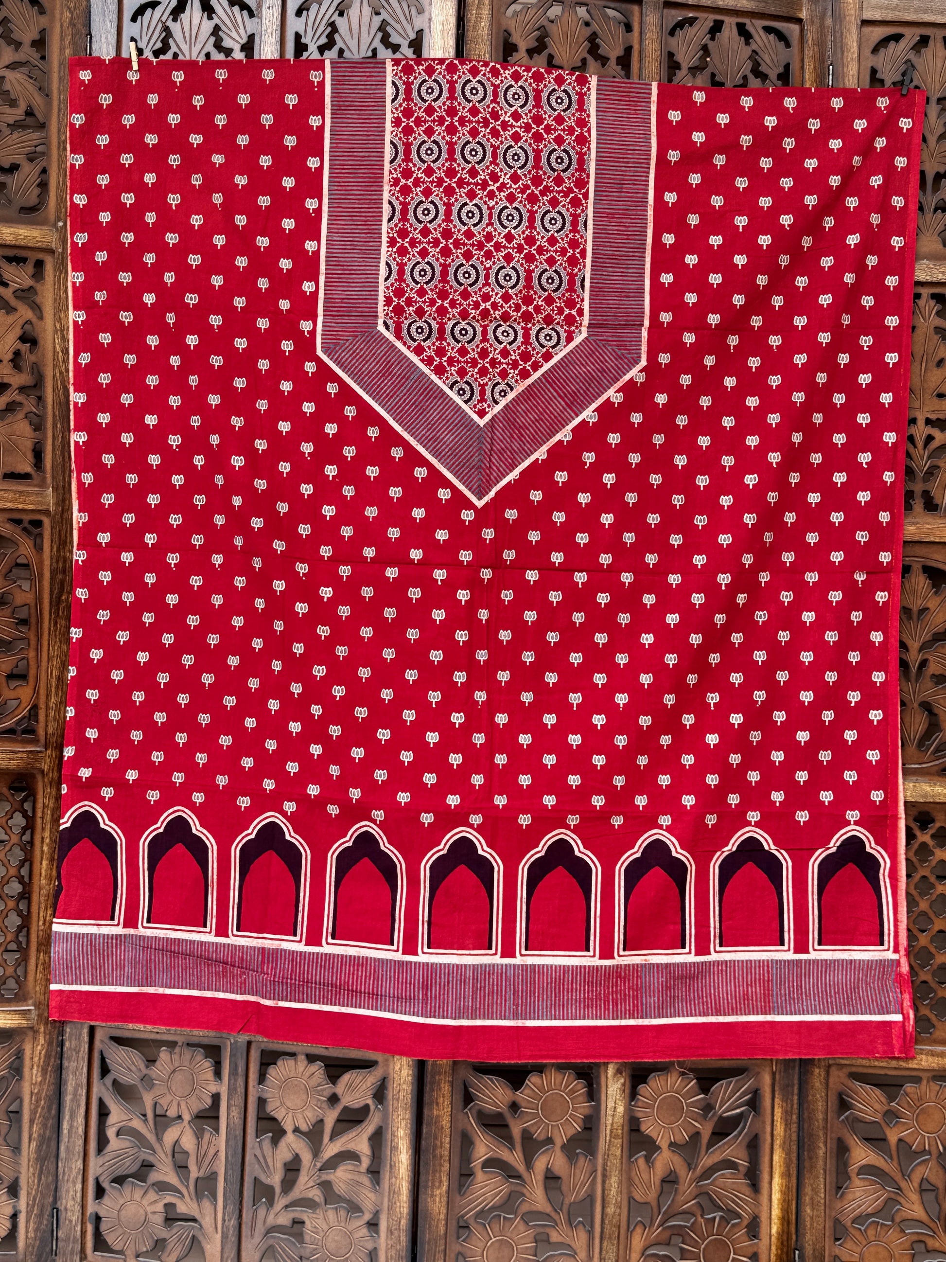 Handblocked Ajrakh Taj Cotton Full Sets