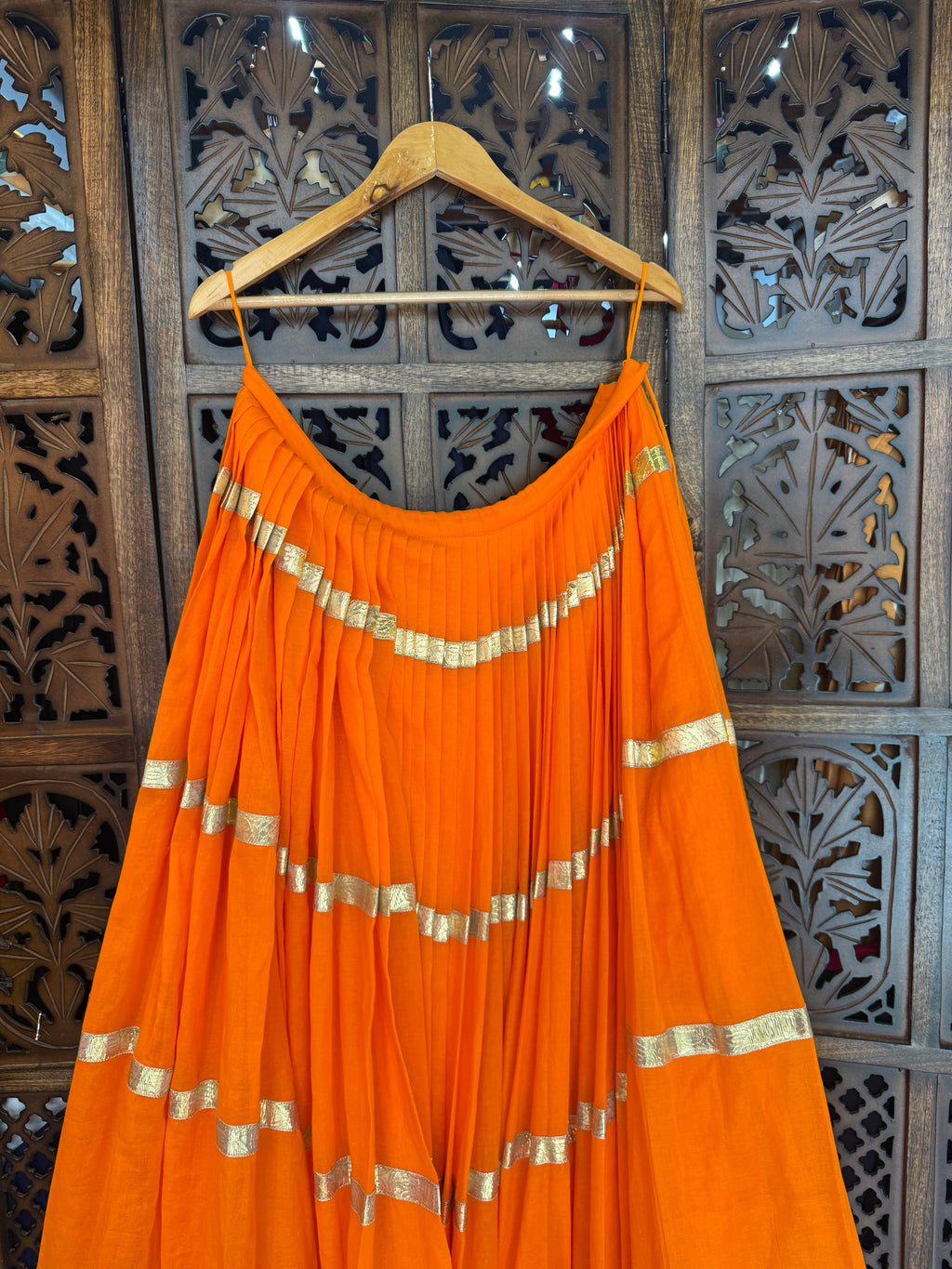 ORANGE MULMUL SKIRT RAAS'25 HANDMADEAHOLIC BY MISHKA