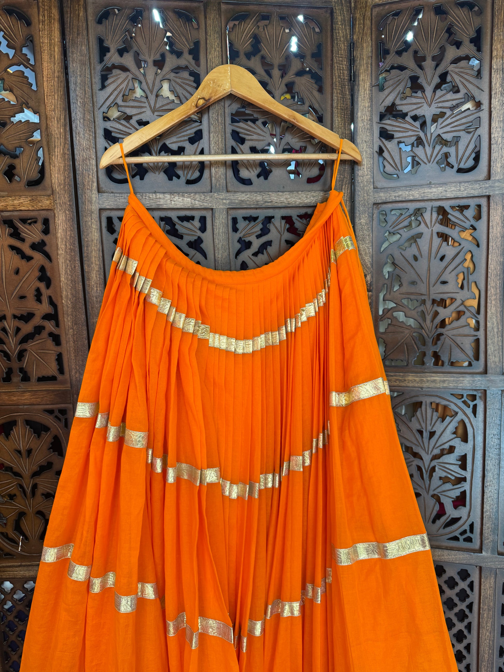ORANGE MULMUL SKIRT RAAS'25 HANDMADEAHOLIC BY MISHKA