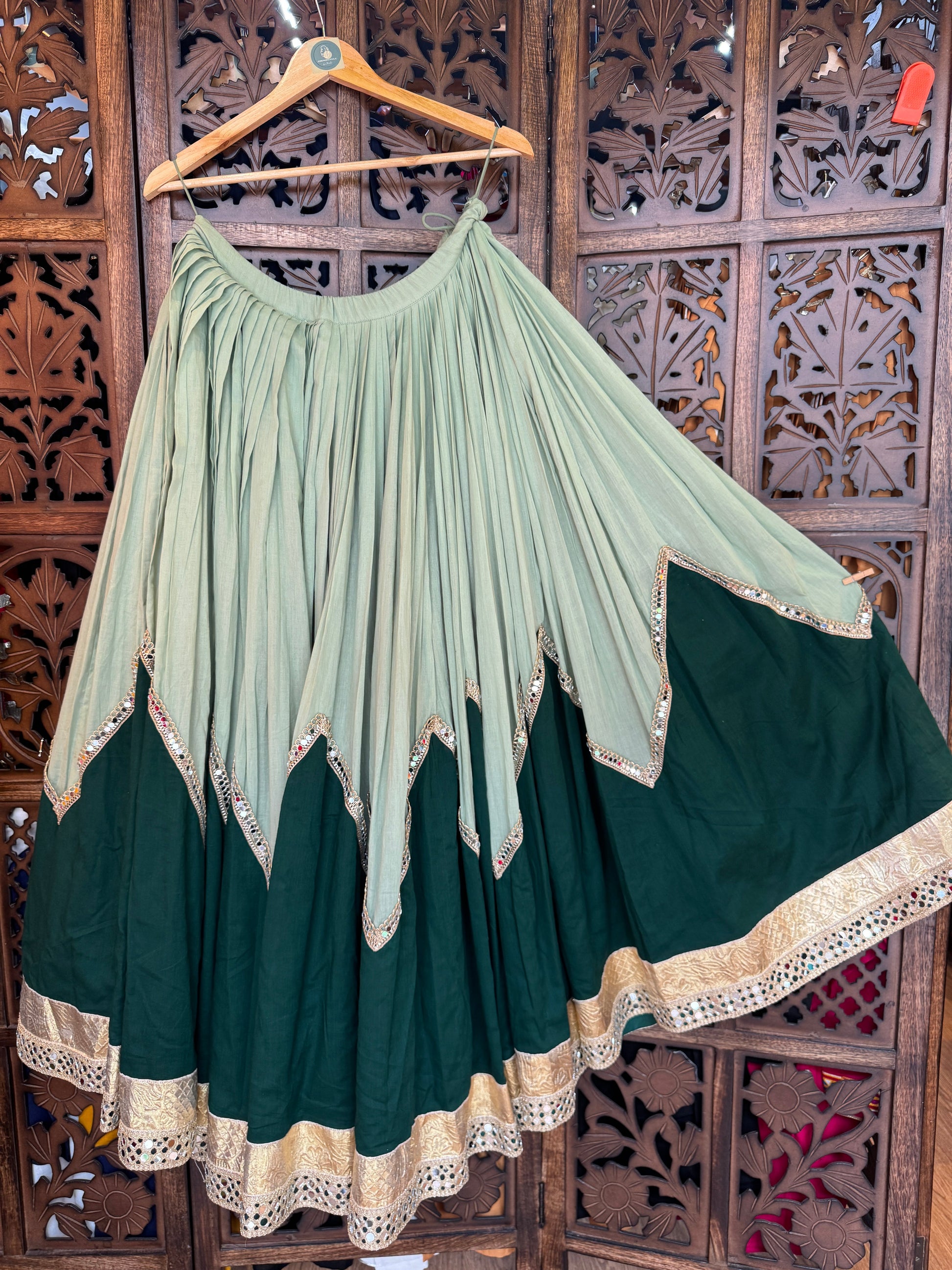 GREEN MULMUL SKIRT RAAS'25 HANDMADEAHOLIC BY MISHKA