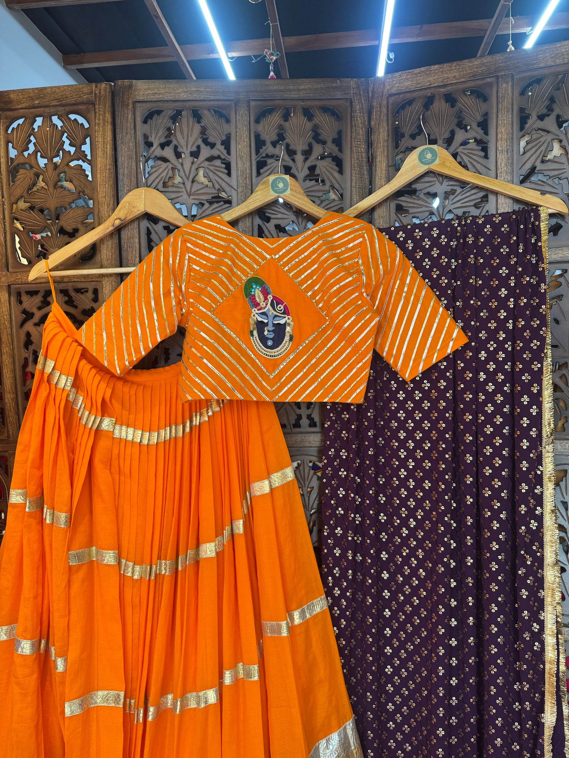 ORANGE MULMUL CHANIYA CHOLI RAAS'25 HANDMADEAHOLIC BY MISHKA