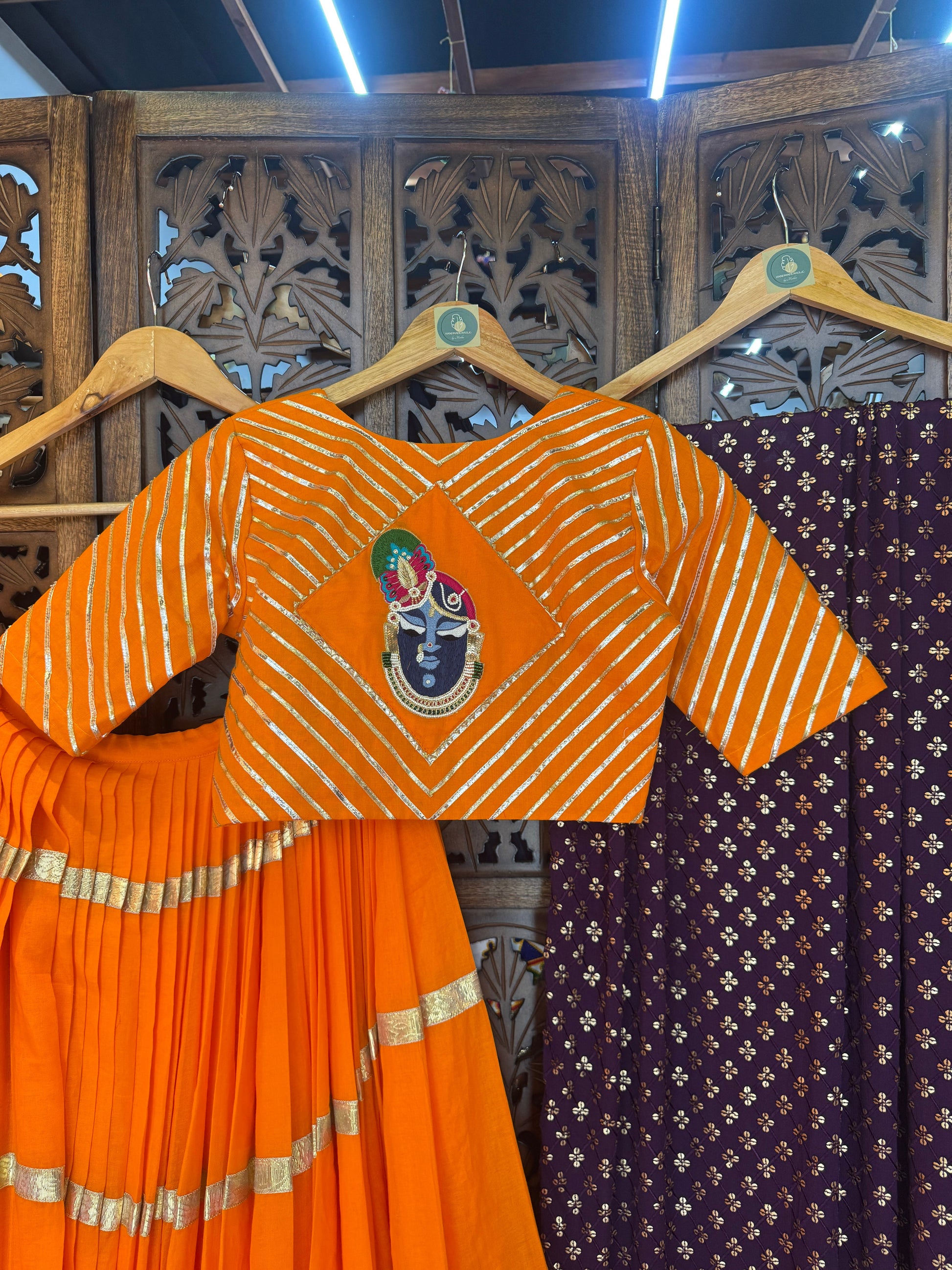 ORANGE MULMUL CHANIYA CHOLI RAAS'25 HANDMADEAHOLIC BY MISHKA