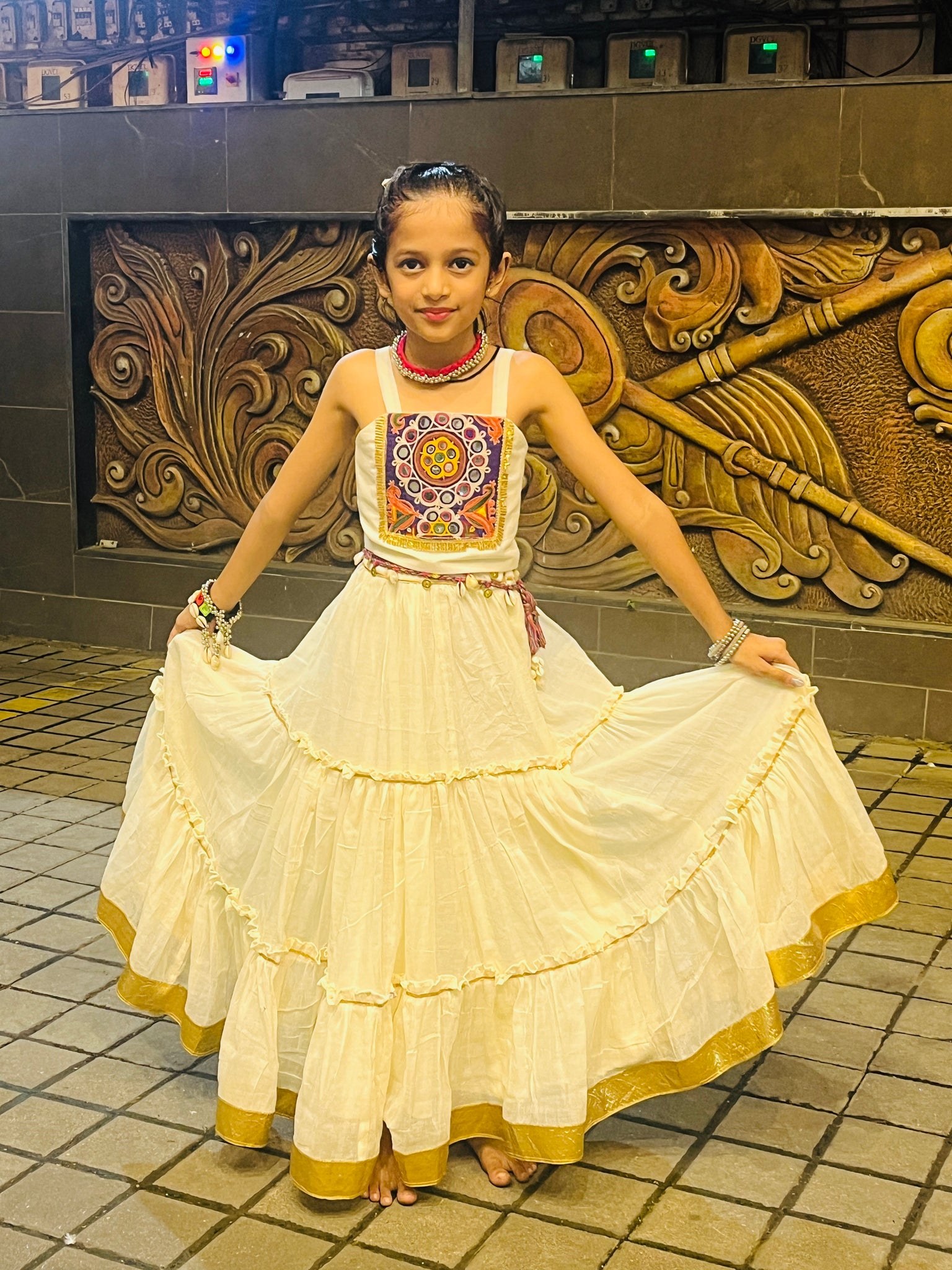 WHITE AND WHITE BANJARA KIDS CHOLI - handmadeaholicmishka