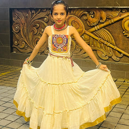 WHITE AND WHITE BANJARA KIDS CHOLI - handmadeaholicmishka