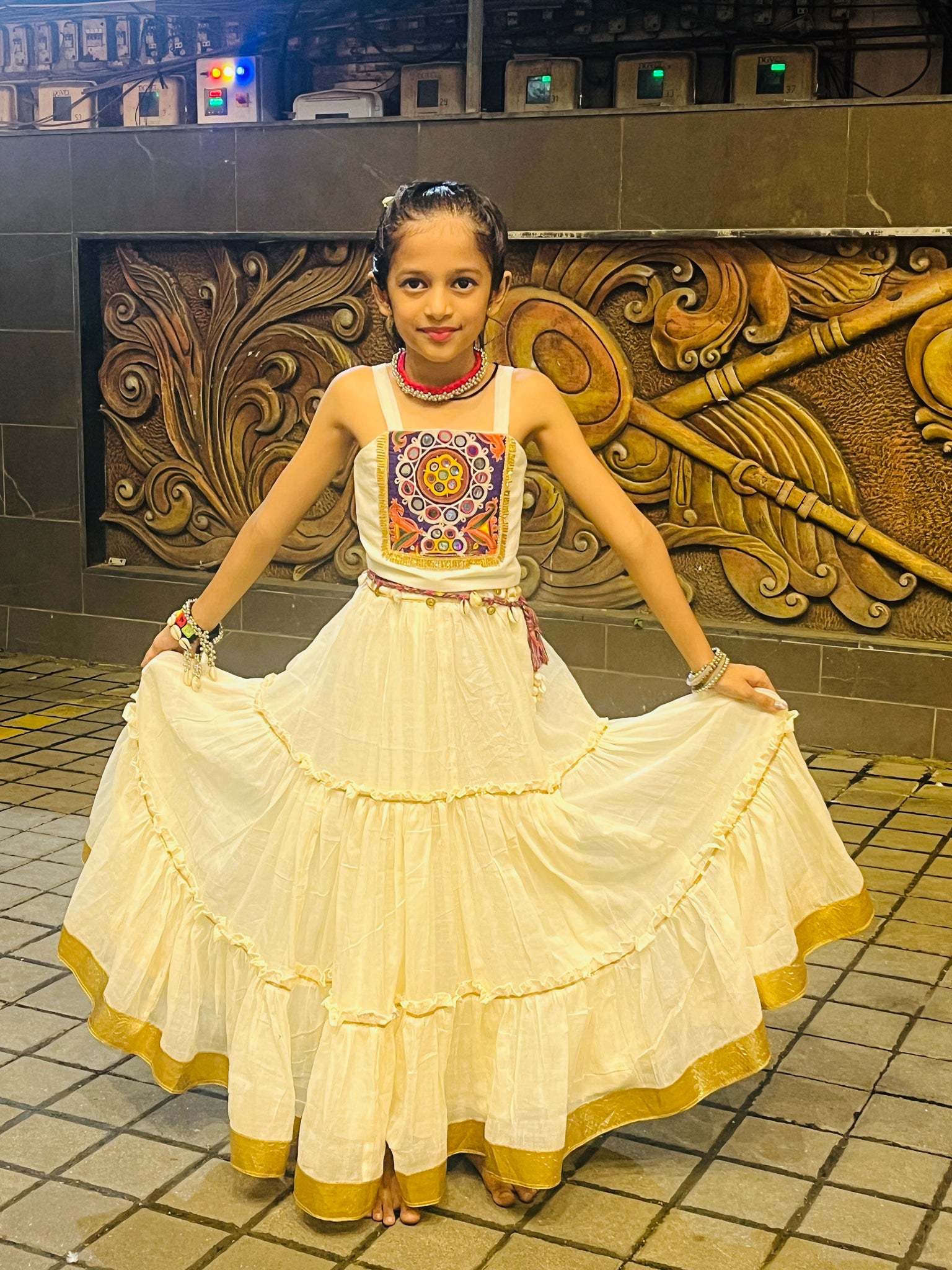 WHITE AND WHITE BANJARA KIDS CHOLI - handmadeaholicmishka