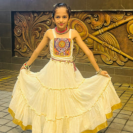 WHITE AND WHITE BANJARA KIDS CHOLI - handmadeaholicmishka