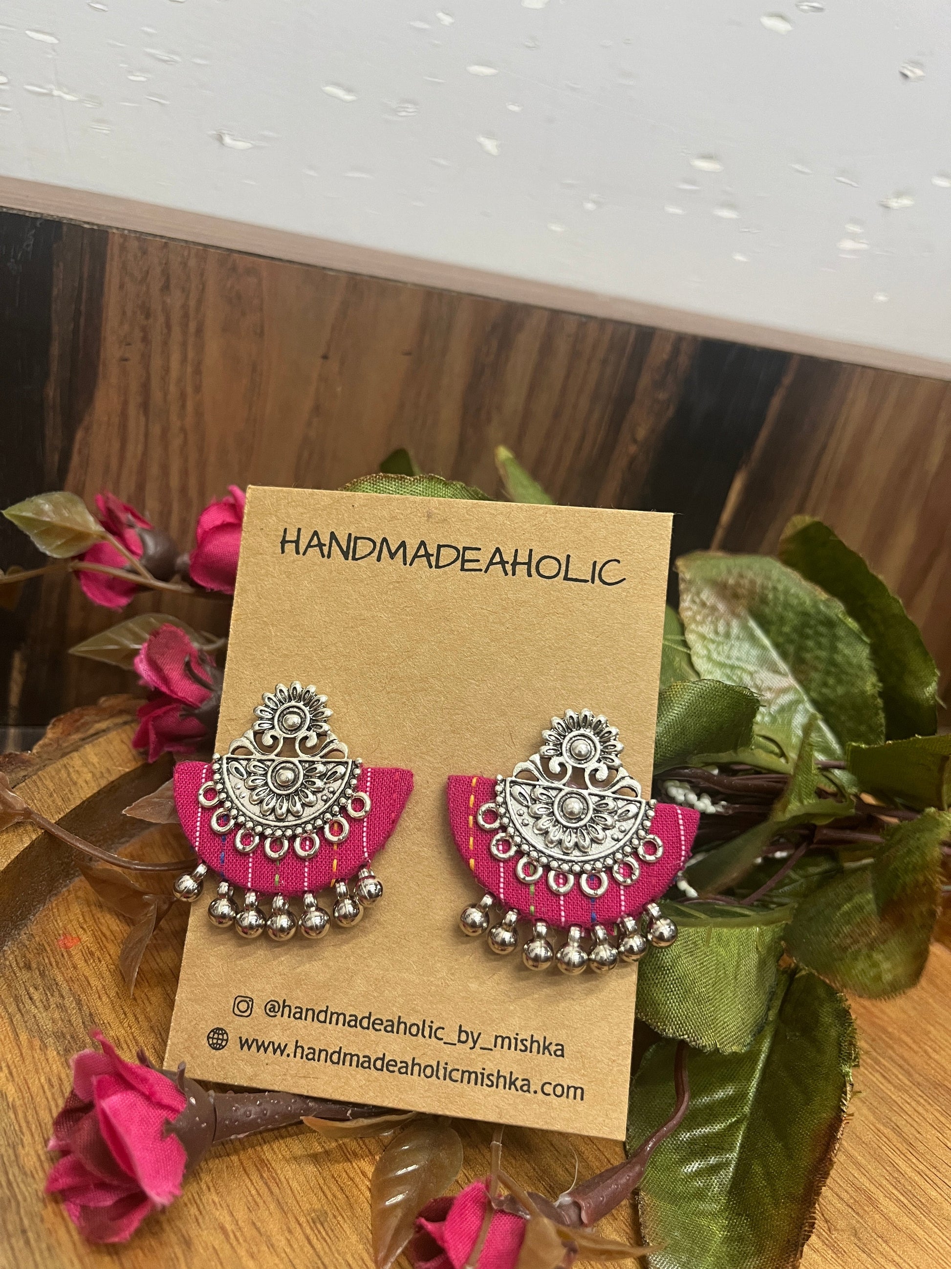 PINK KATHA EARRINGS HANDMADEAHOLIC BY MISHKA