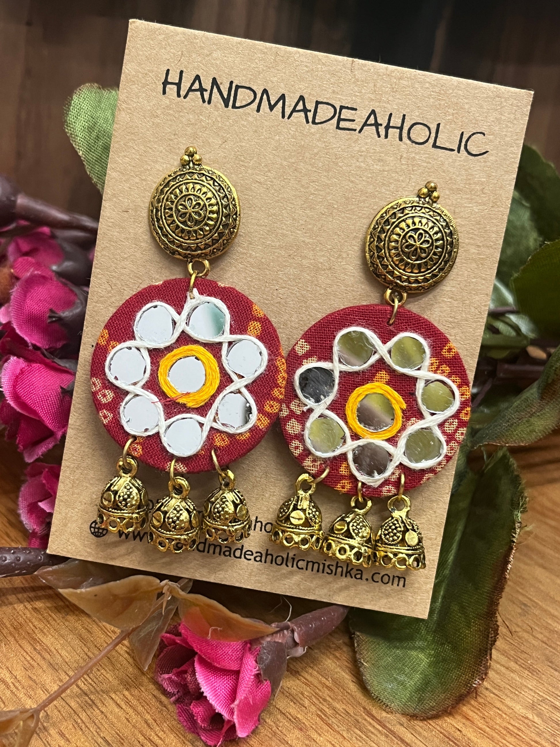 RED BANDHANI JUMKHA HANDMADEAHOLIC BY MISHKA
