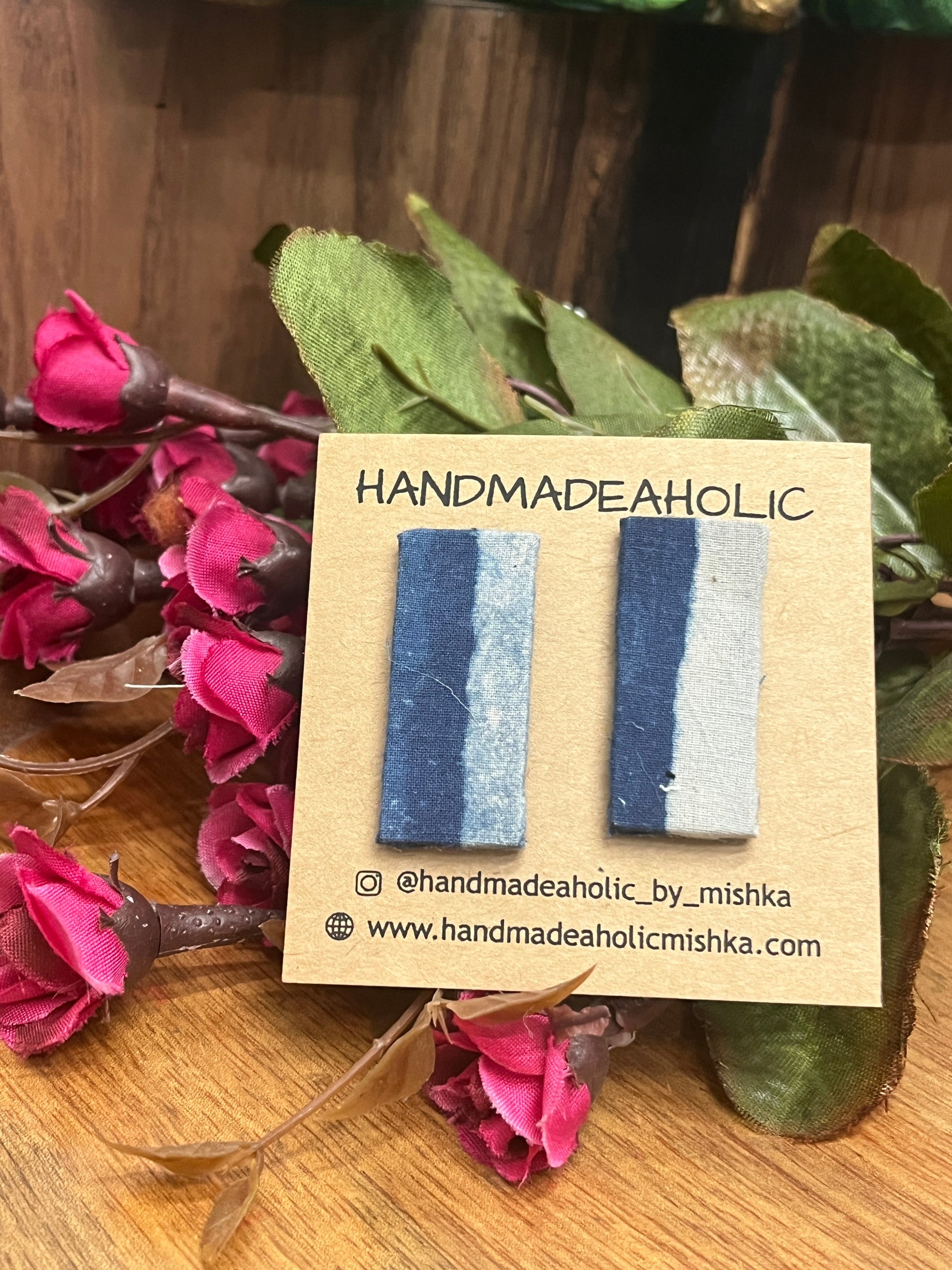 INDIGO RECTANGLE STUD HANDMADEAHOLIC BY MISHKA