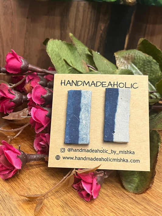 INDIGO RECTANGLE STUD HANDMADEAHOLIC BY MISHKA