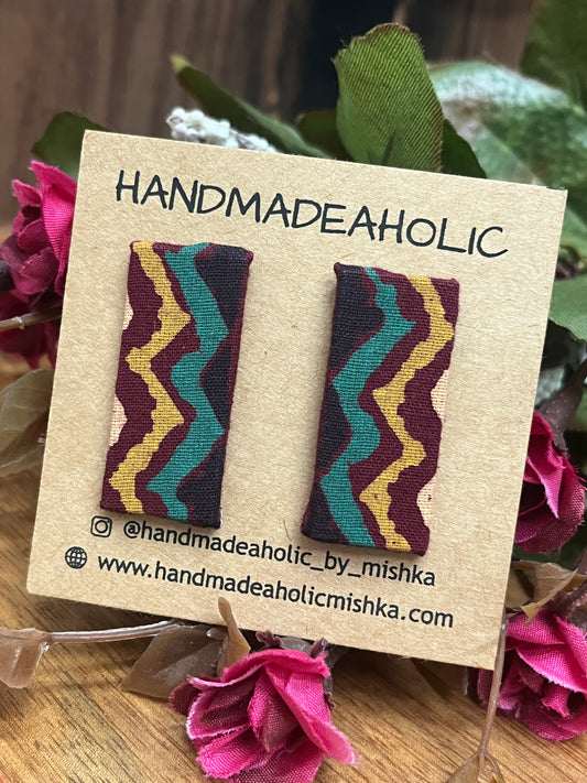 BROWN RECTANGLE STUD HANDMADEAHOLIC BY MISHKA