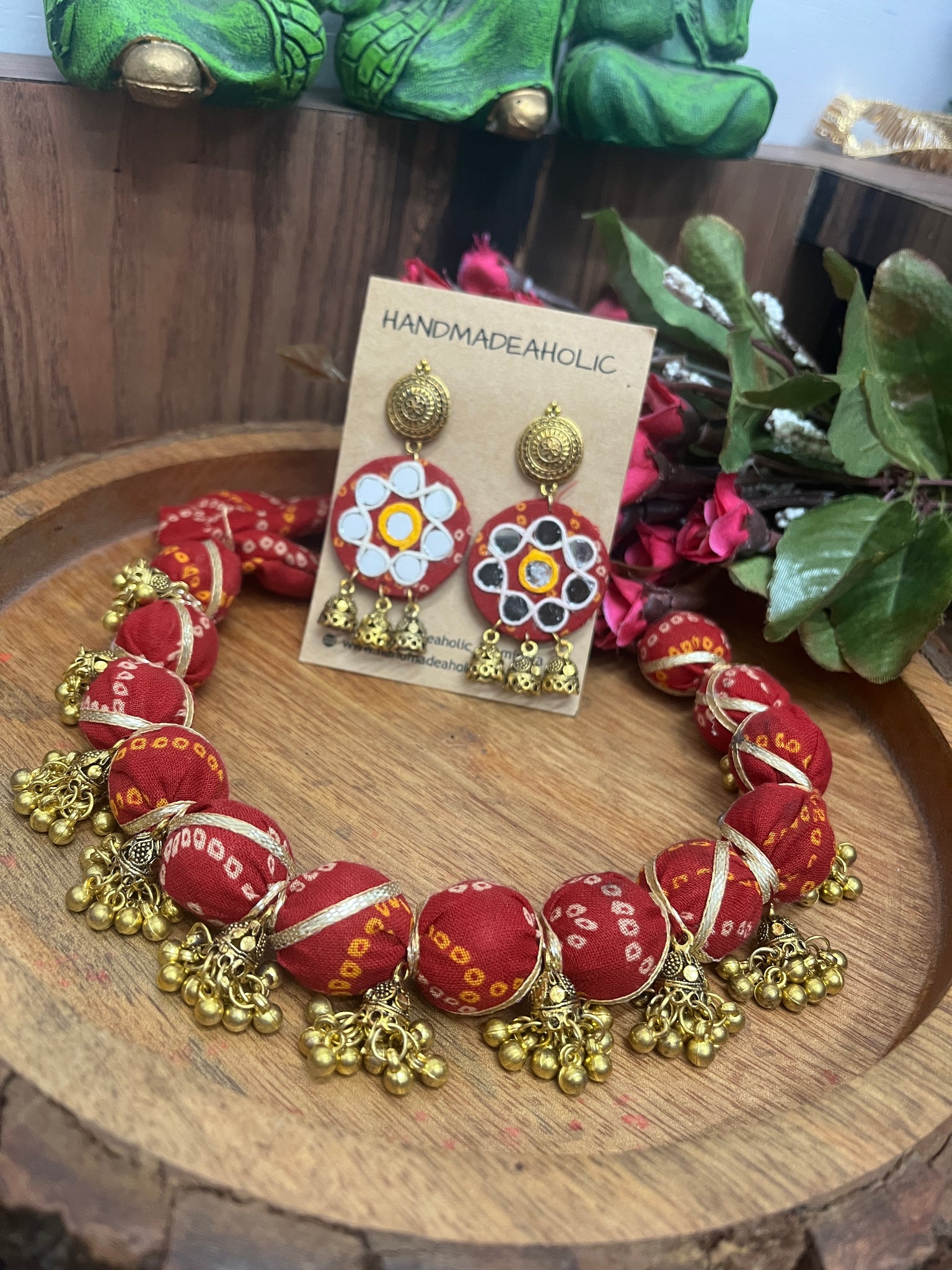 BANDHANI RED NECKLACE HANDMADEAHOLIC BY MISHKA