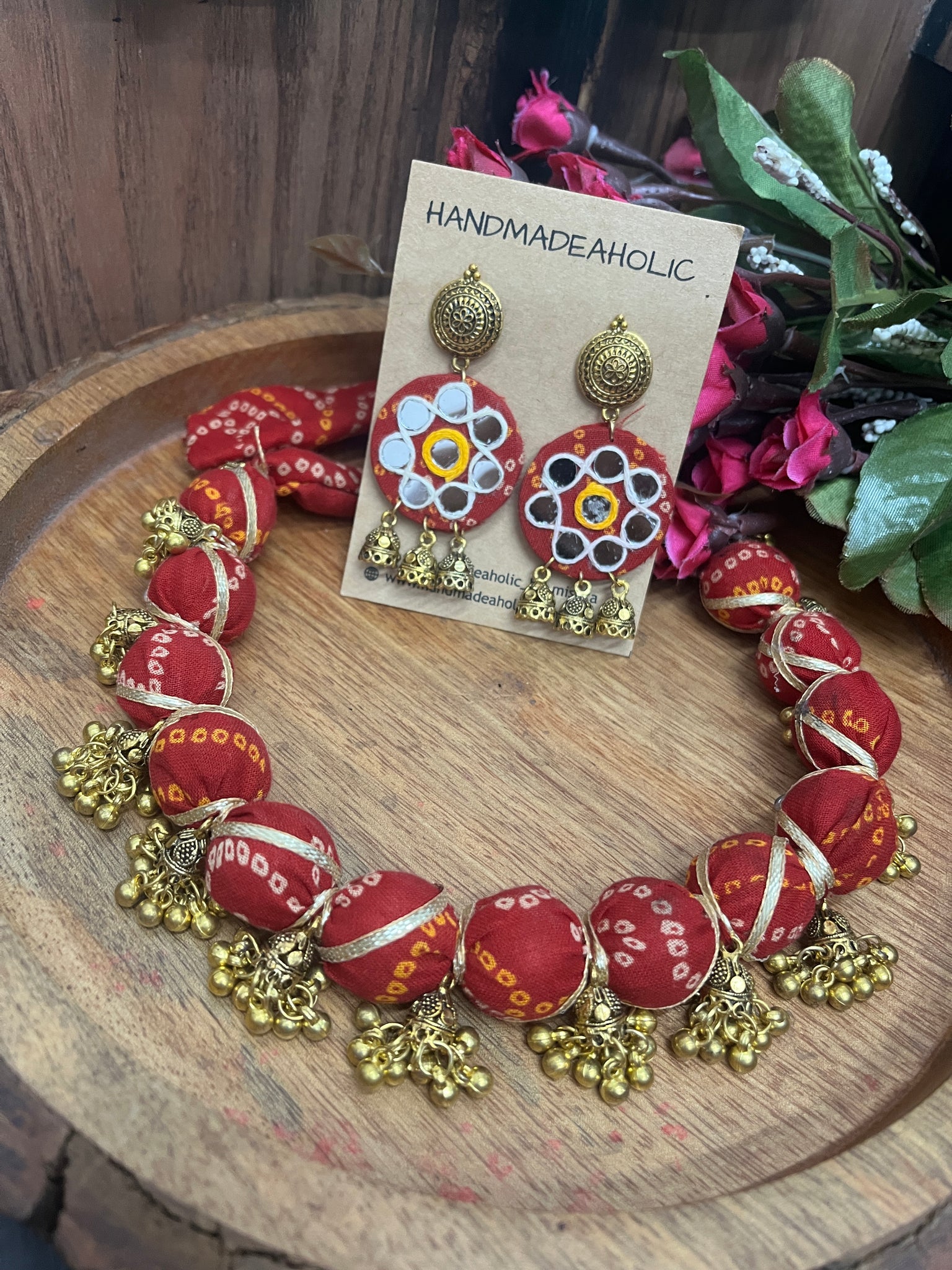 BANDHANI RED NECKLACE HANDMADEAHOLIC BY MISHKA