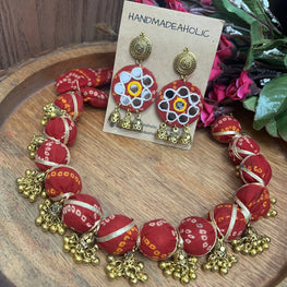 BANDHANI RED NECKLACE HANDMADEAHOLIC BY MISHKA