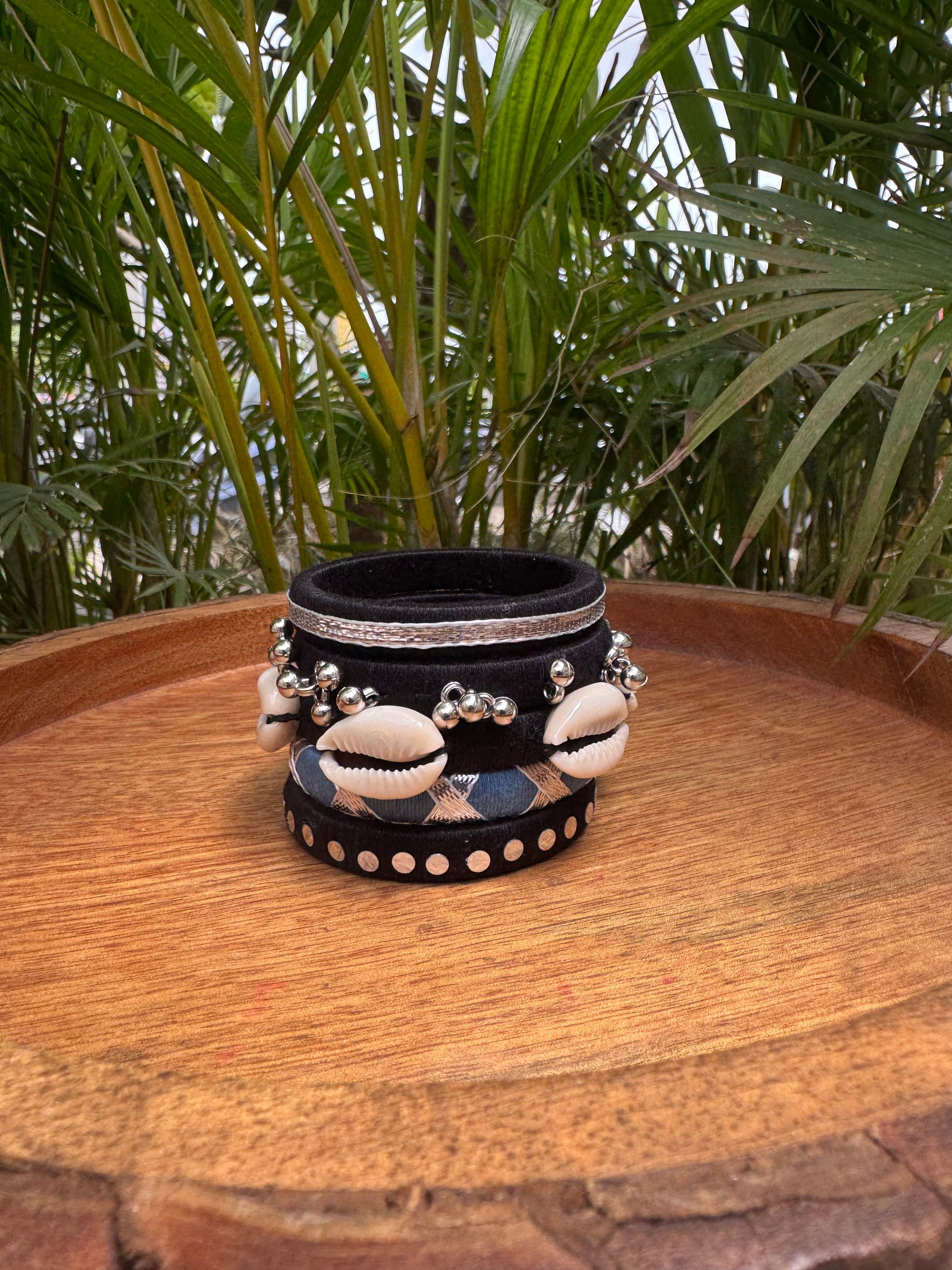 BLACK AND GREY BANGLE HANDMADEAHOLIC BY MISHKA