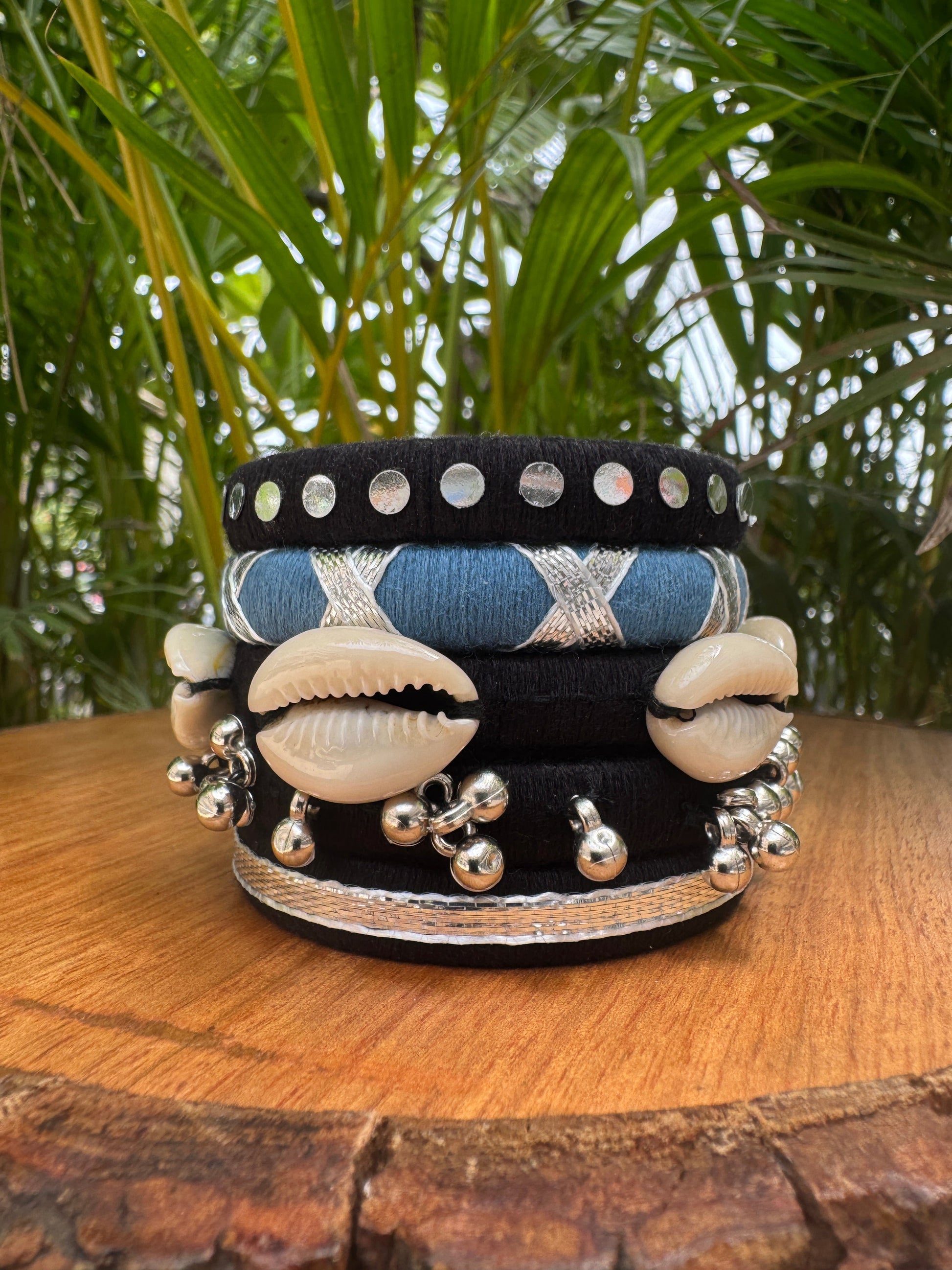 BLACK AND GREY BANGLE HANDMADEAHOLIC BY MISHKA