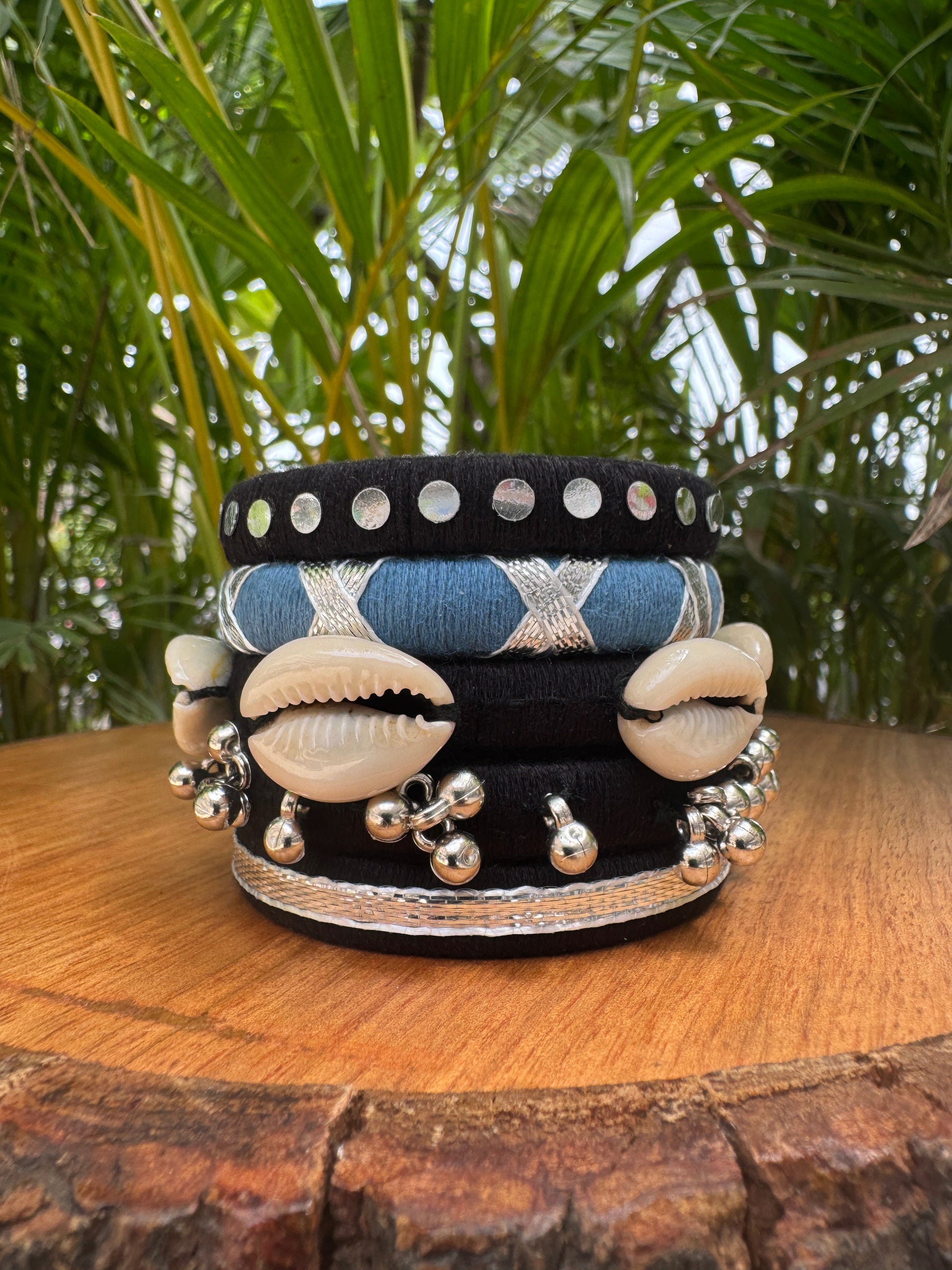 BLACK AND GREY BANGLE HANDMADEAHOLIC BY MISHKA
