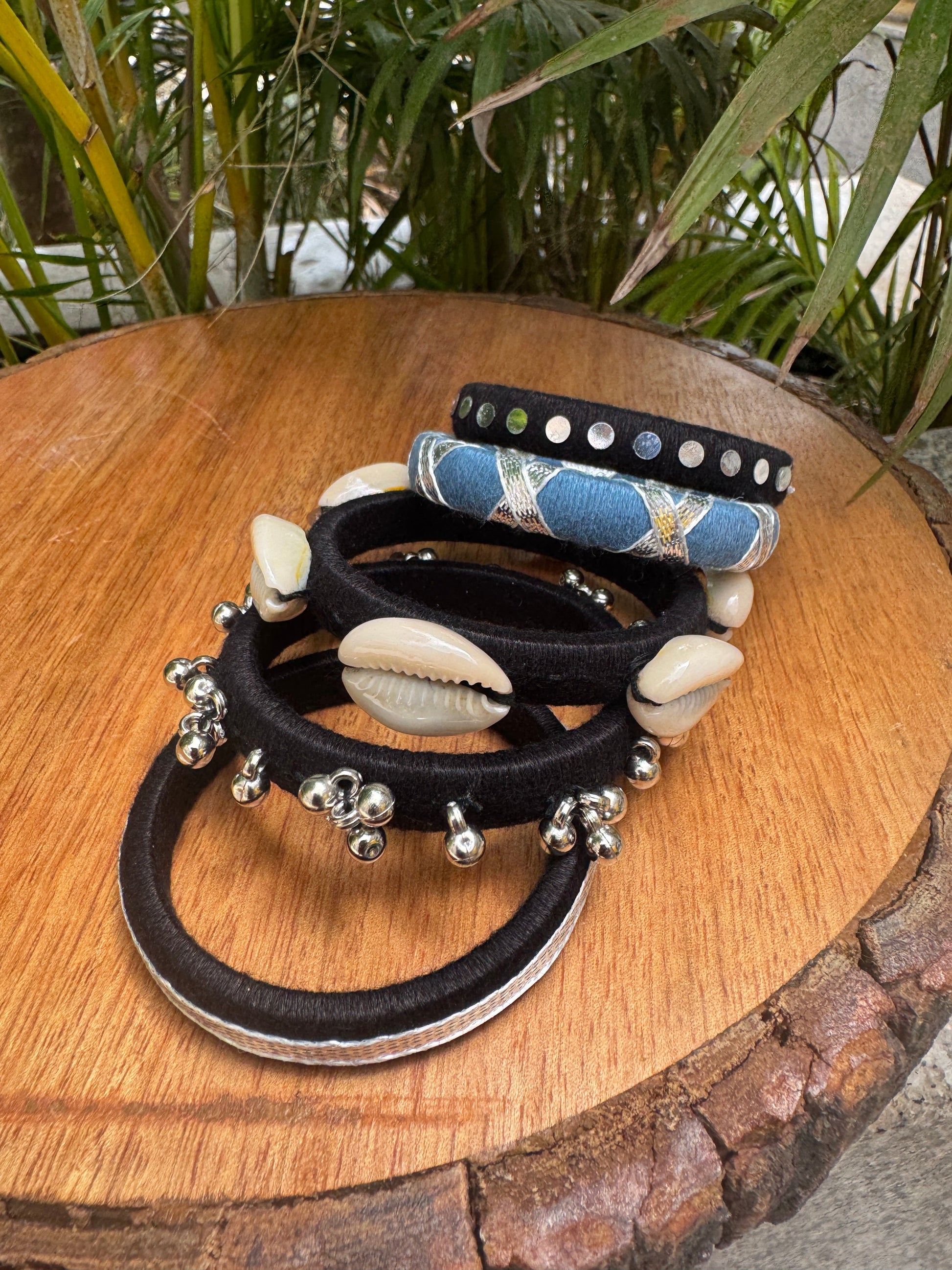 BLACK AND GREY BANGLE HANDMADEAHOLIC BY MISHKA