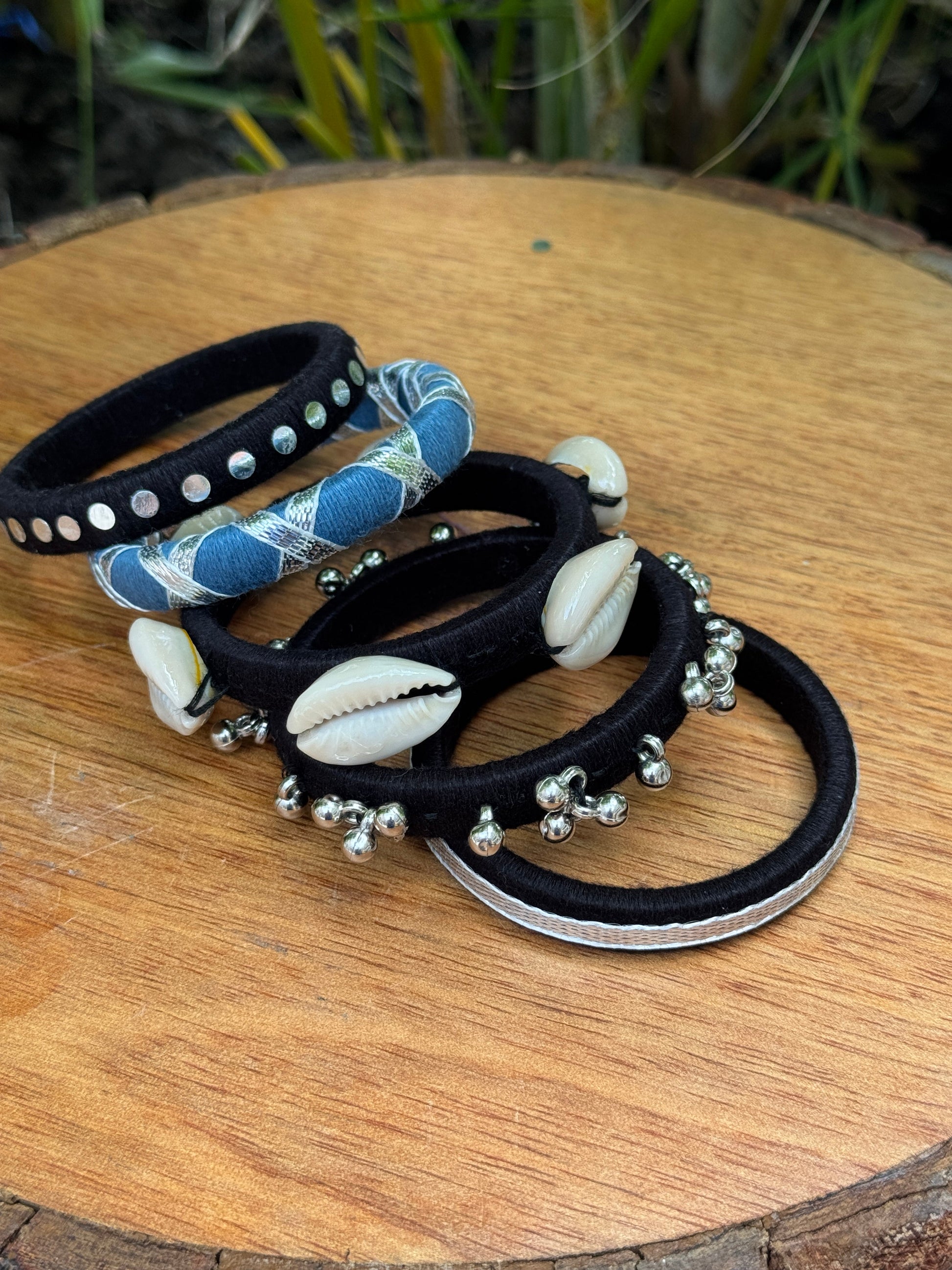 BLACK AND GREY BANGLE HANDMADEAHOLIC BY MISHKA