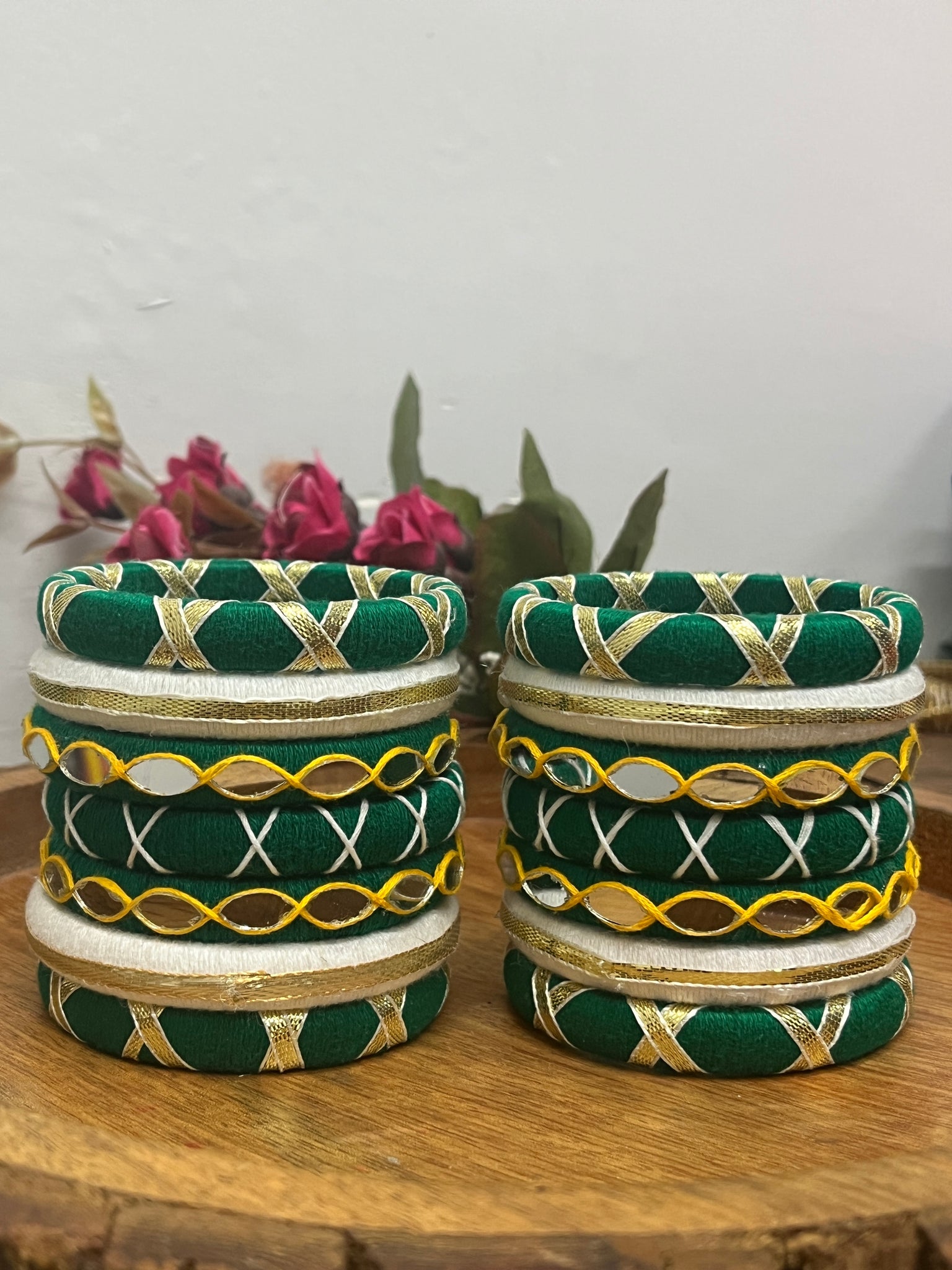 GREEN BANDHANI BANGLE HANDMADEAHOLIC BY MISHKA