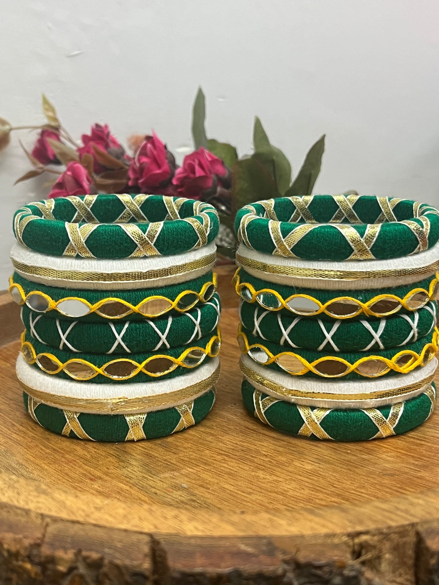 GREEN BANDHANI BANGLE HANDMADEAHOLIC BY MISHKA