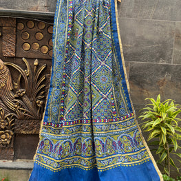 BLUE AND PINK COTTON BANDHANI DUPATTA HANDMADEAHOLIC BY MISHKA